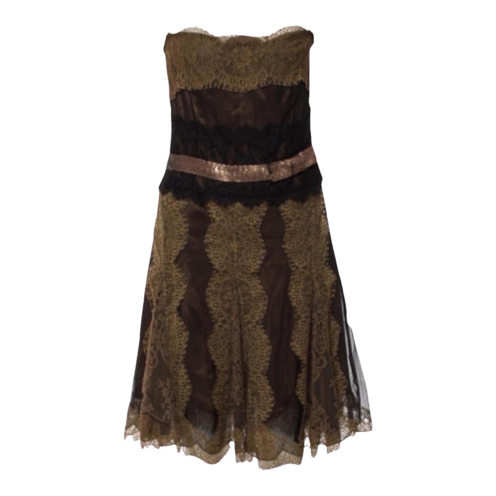 Stunning Dolce & Gabbana Lace & Silk Evening Dress Sequin Bowtie Detail 42 For Sale
