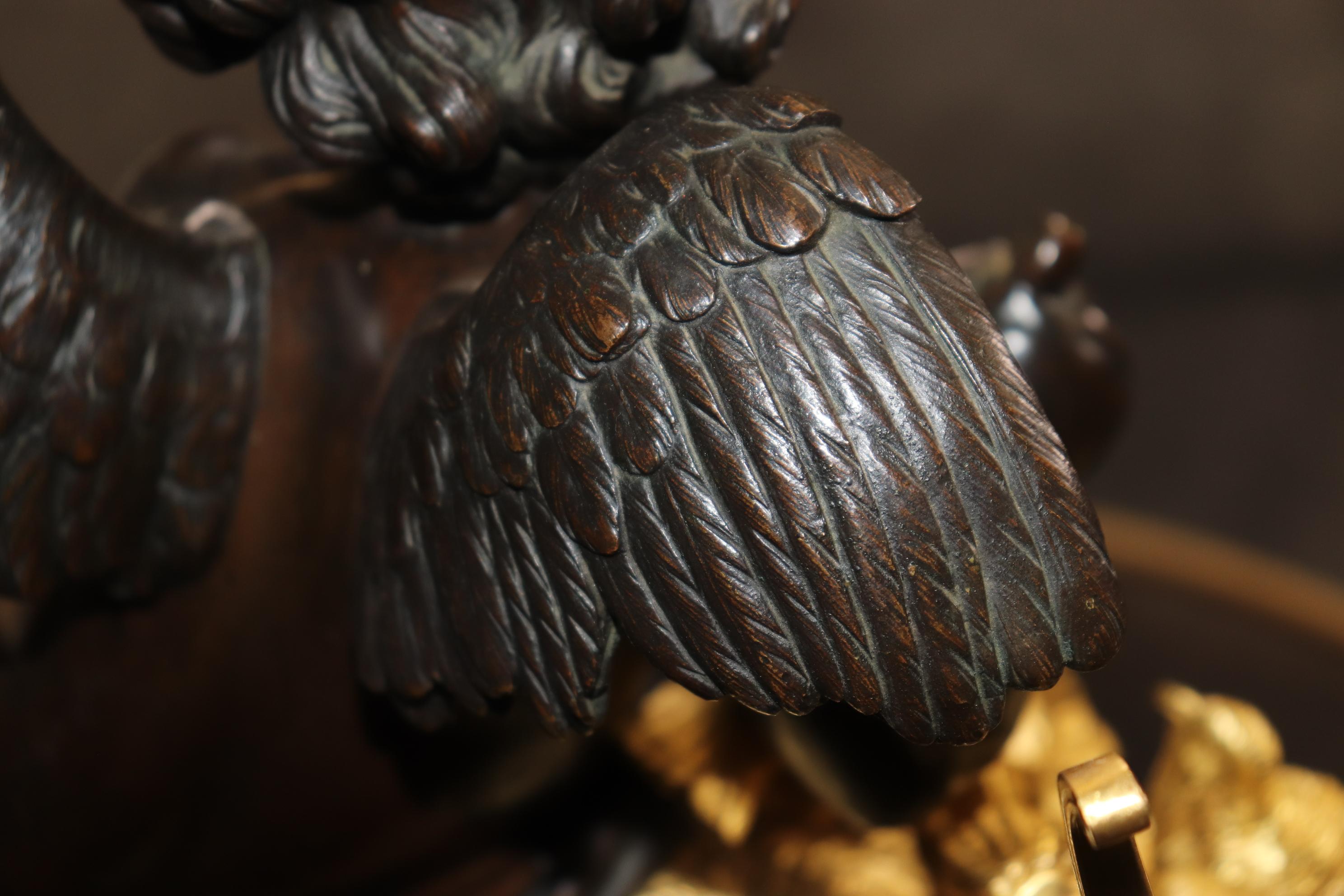 Stunning Dore' Bronze and dark Bronze Cherub Mantel Clock by Vannier of Paris 13