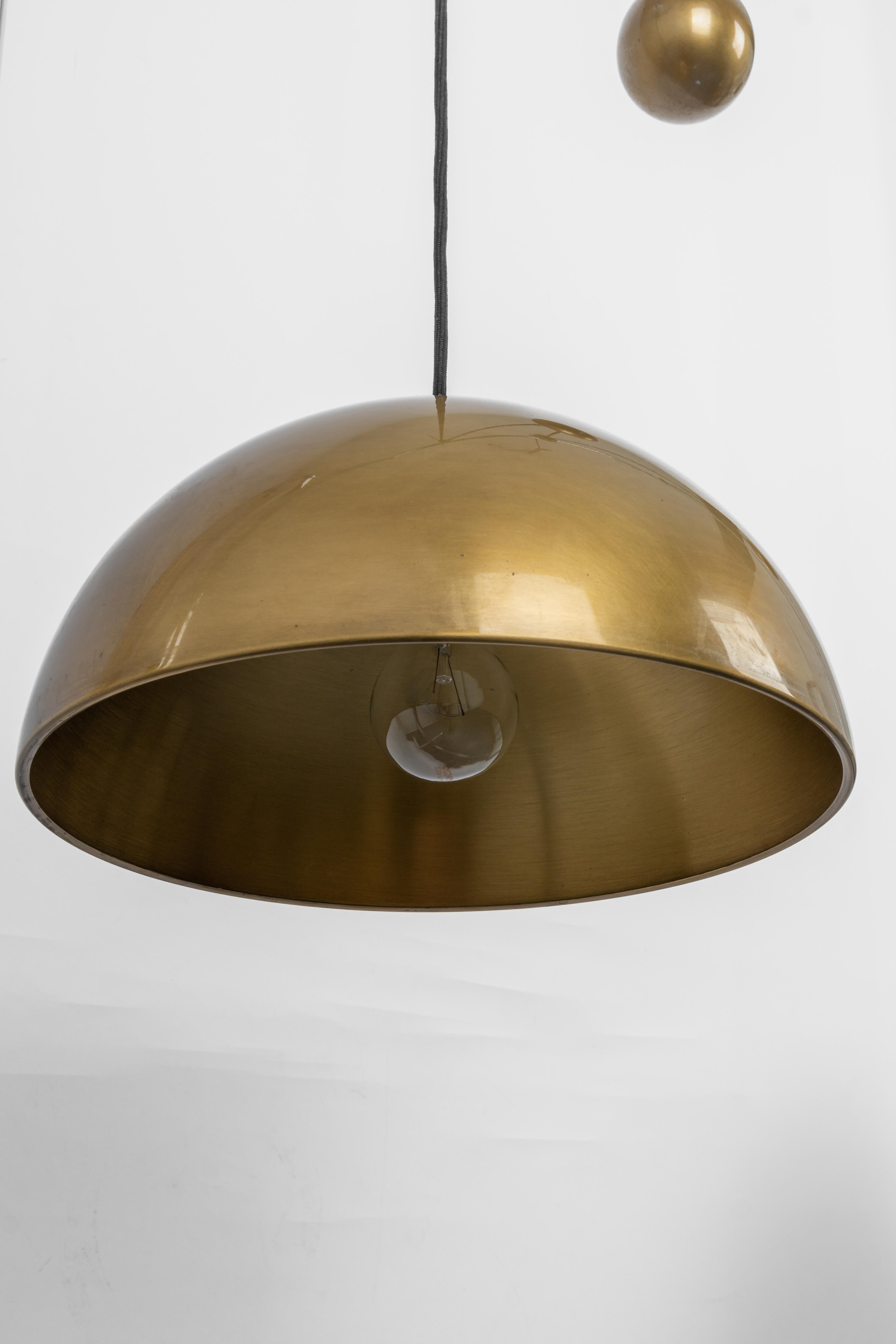 Mid-Century Modern Stunning Double Brass Pendant with Adjustable Counter Weights by Florian Schulz For Sale