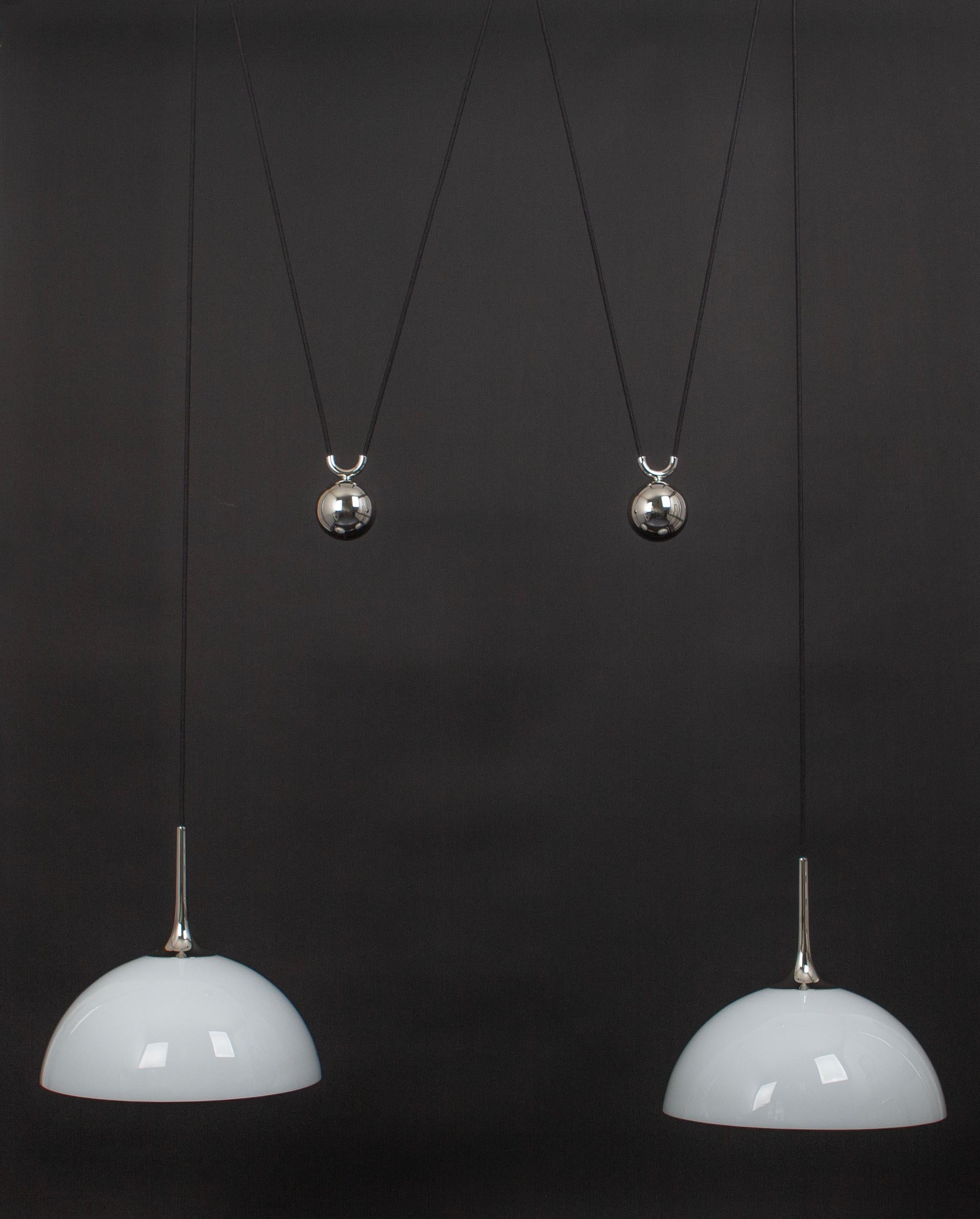 Stunning Double Chrome Pendant with Adjustable Counter Weights by Florian Schulz In Good Condition For Sale In Aachen, NRW