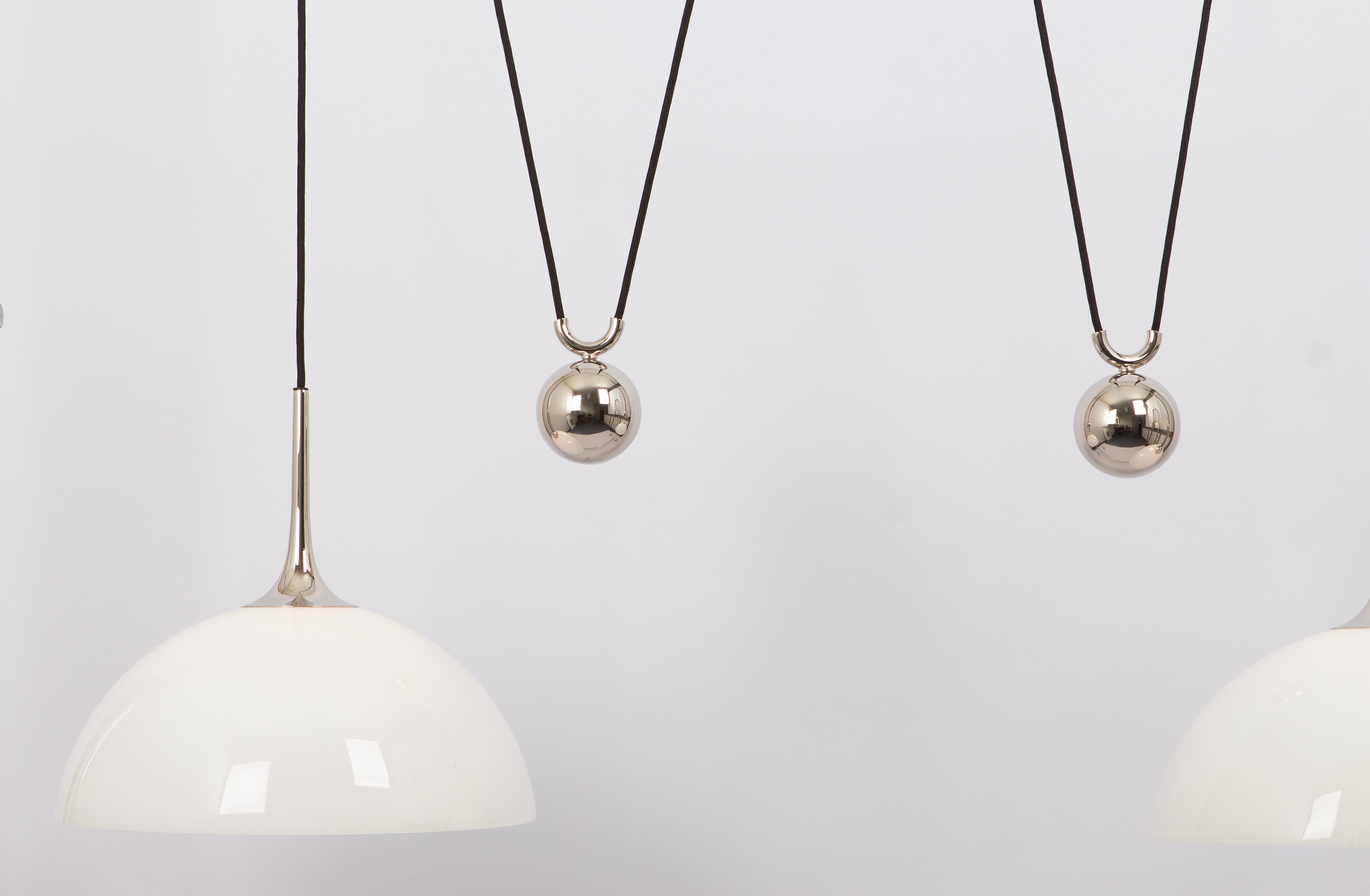 Late 20th Century Stunning Double Chrome Pendant with Adjustable Counter Weights by Florian Schulz For Sale