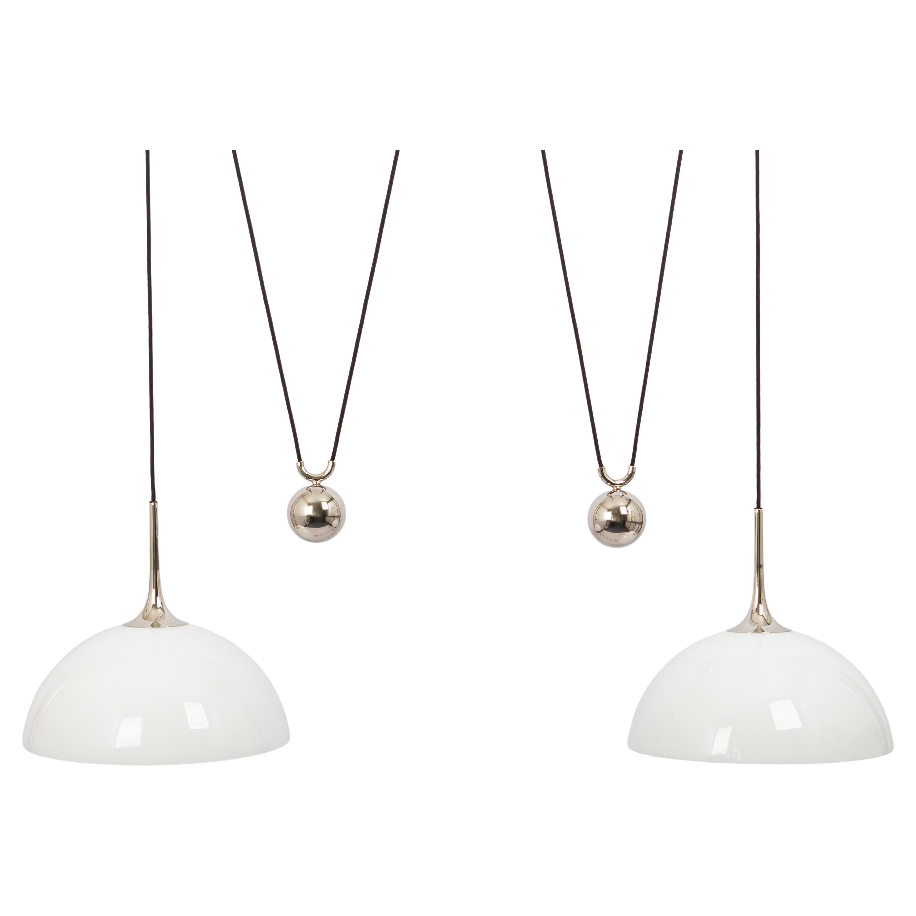 Stunning Double Chrome Pendant with Adjustable Counter Weights by Florian Schulz For Sale