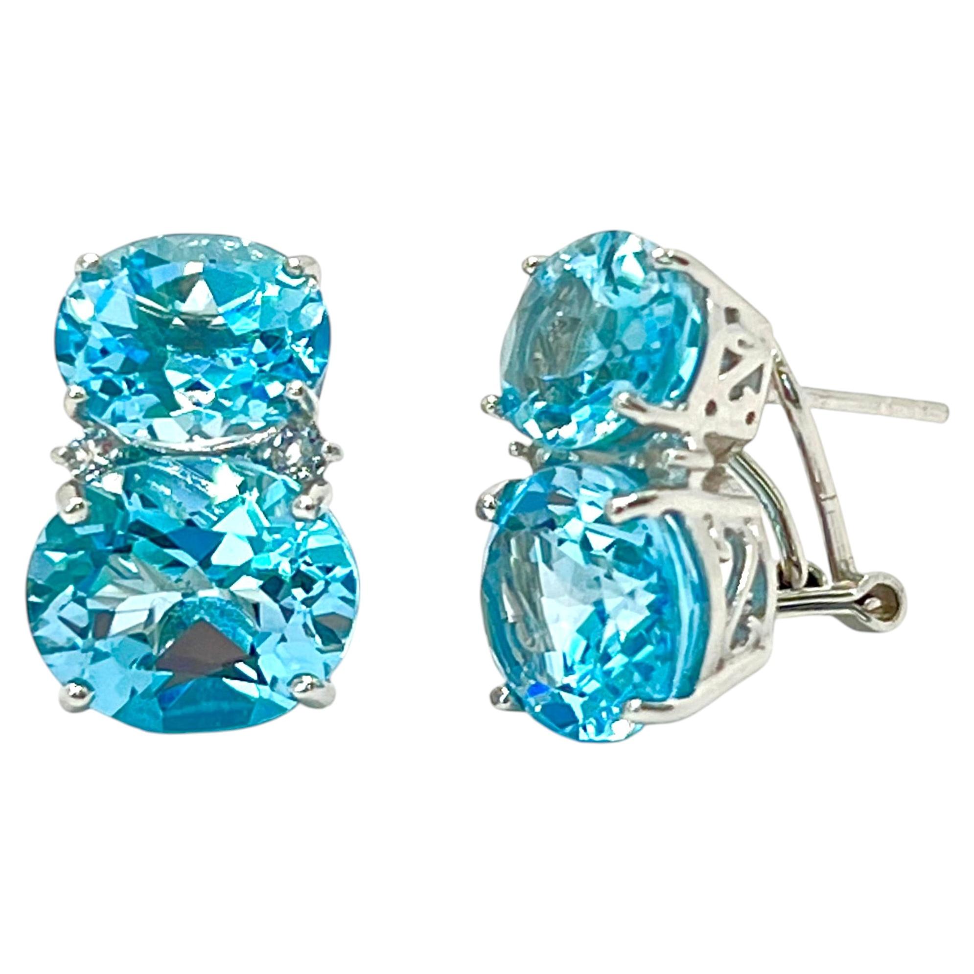 Stunning Double Oval Blue Topaz Earrings