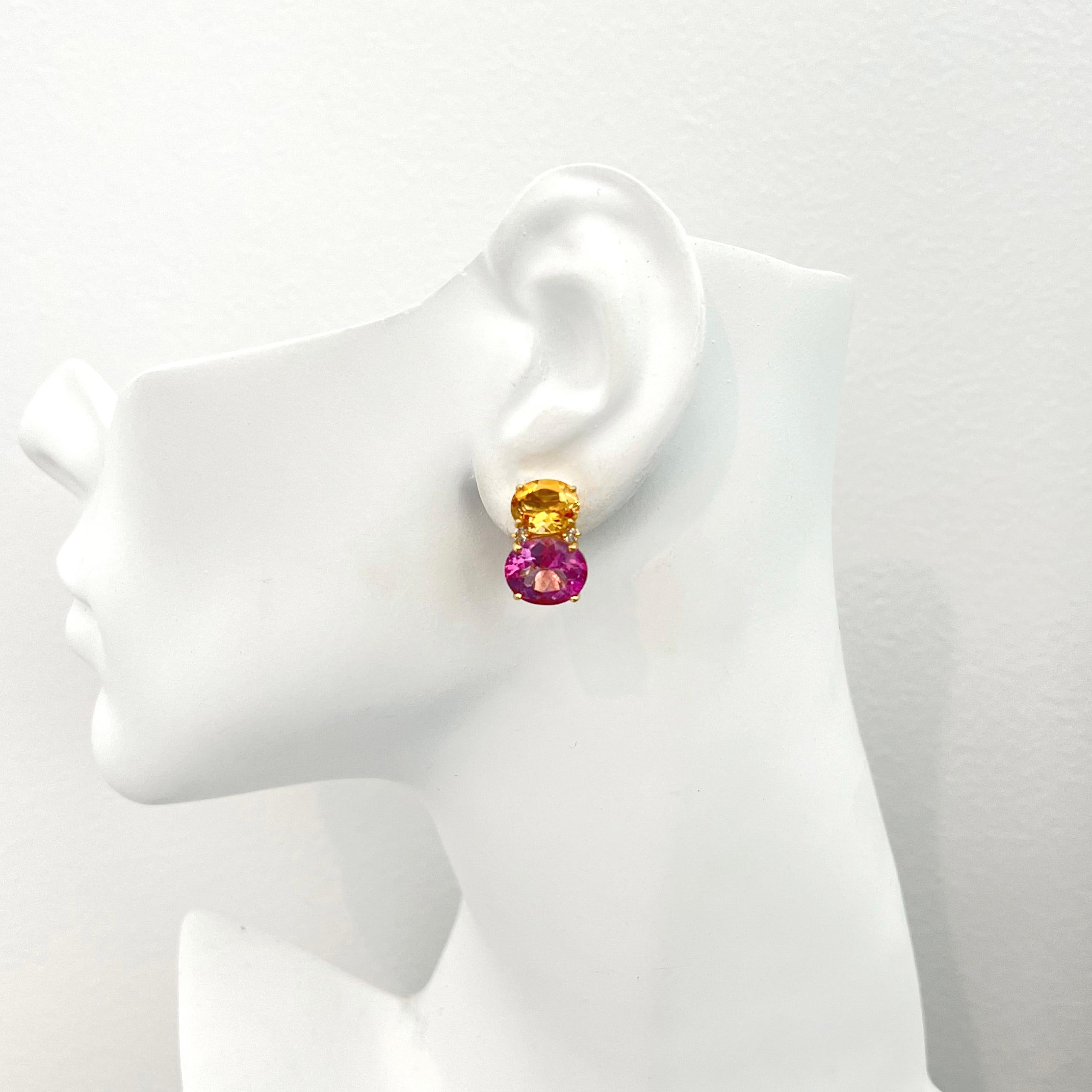 Women's Stunning Double Oval Citrine & Pink Sapphire Vermeil Earrings For Sale