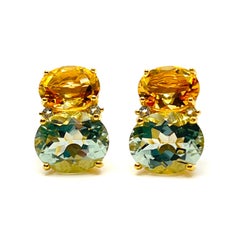 Stunning Double Oval Citrine & Prasiolite Vermeil Earrings