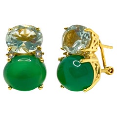 Stunning Double Oval Prasiolite & Green Agate Vermeil Earrings