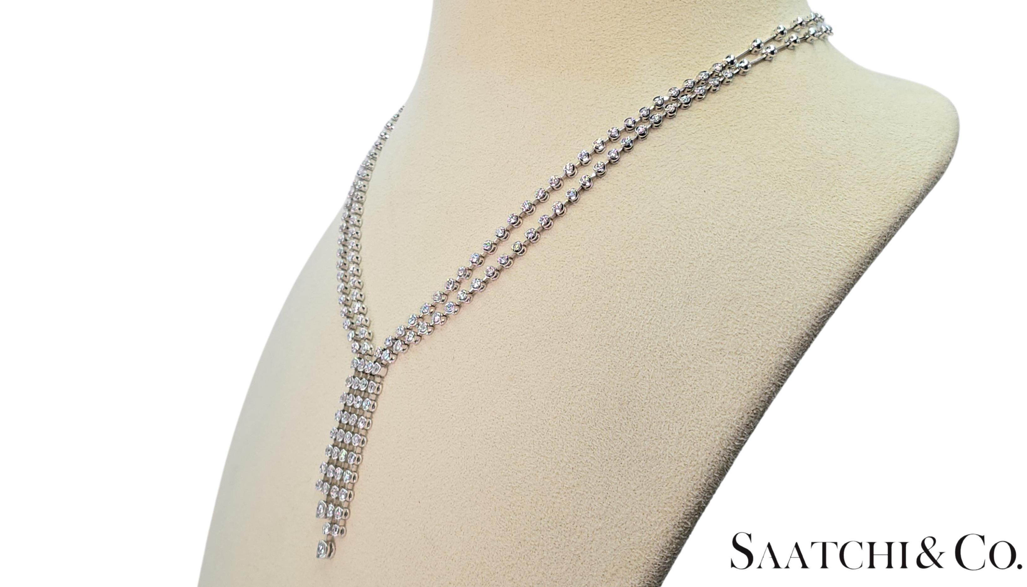 Impresionante Collar Tenis Doble Fila - Oro Blanco 18K 750 Diamante Natural VVS en venta 1