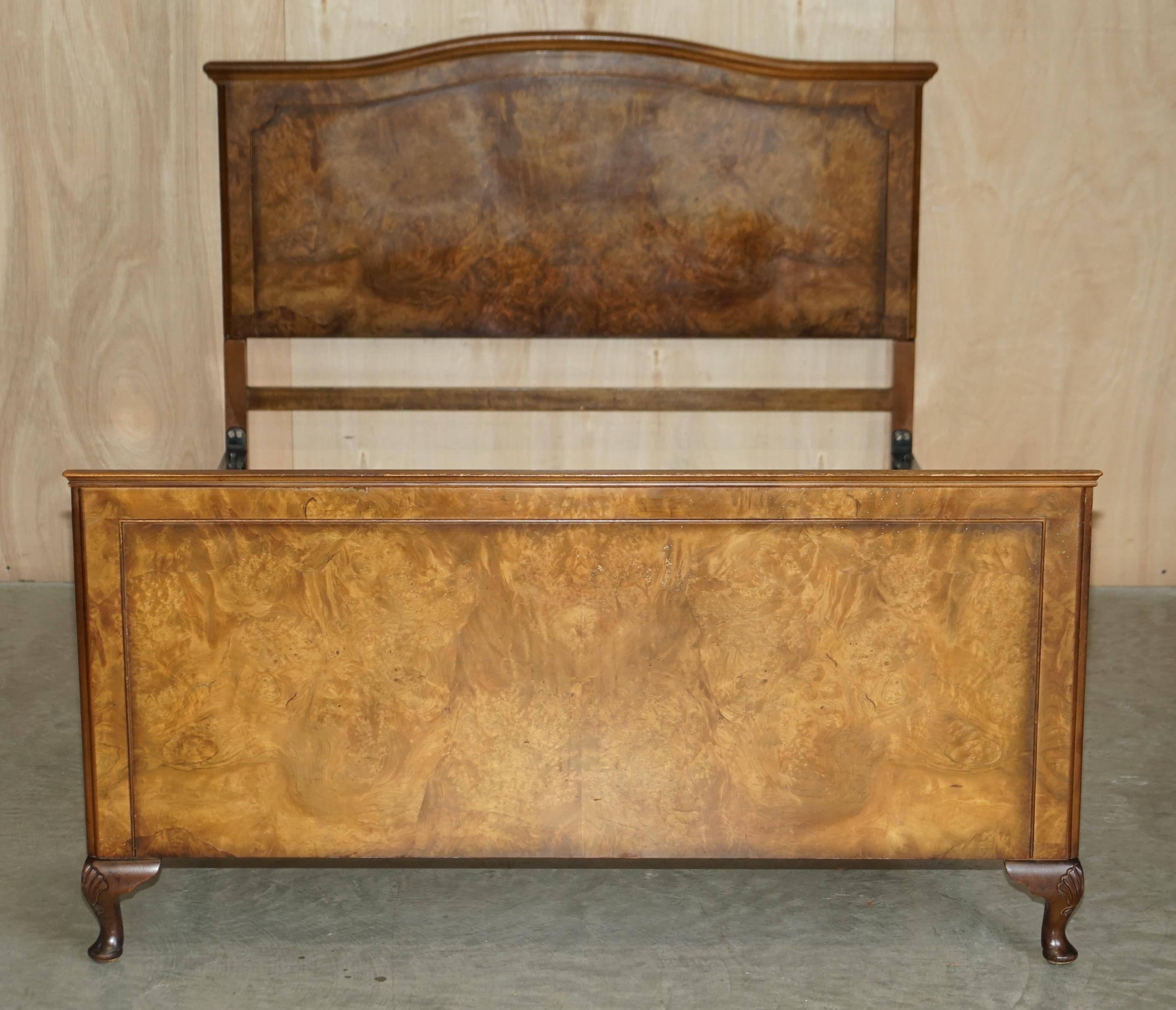 We are delighted to offer for sale this stunning Circa 1900 Burr Walnut bedstead frame with Vono rails

A lovely original hand made in England burr Walnut bed frame. The timber grain and colour is sublime, it looks rich and warm in any setting