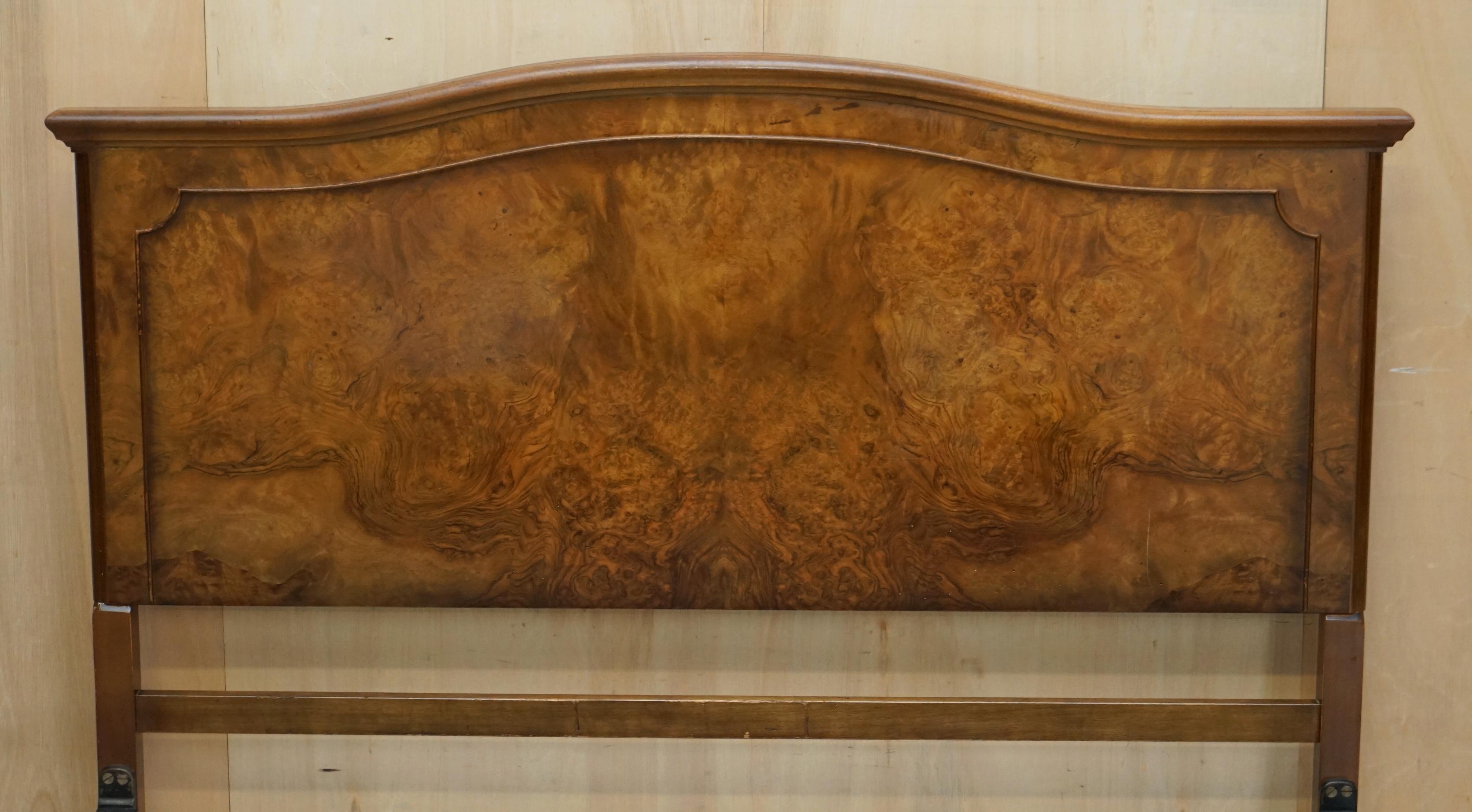 Early 20th Century Stunning Double Sized circa 1900 Burr Walnut English Bedstead Frame Part Suite For Sale