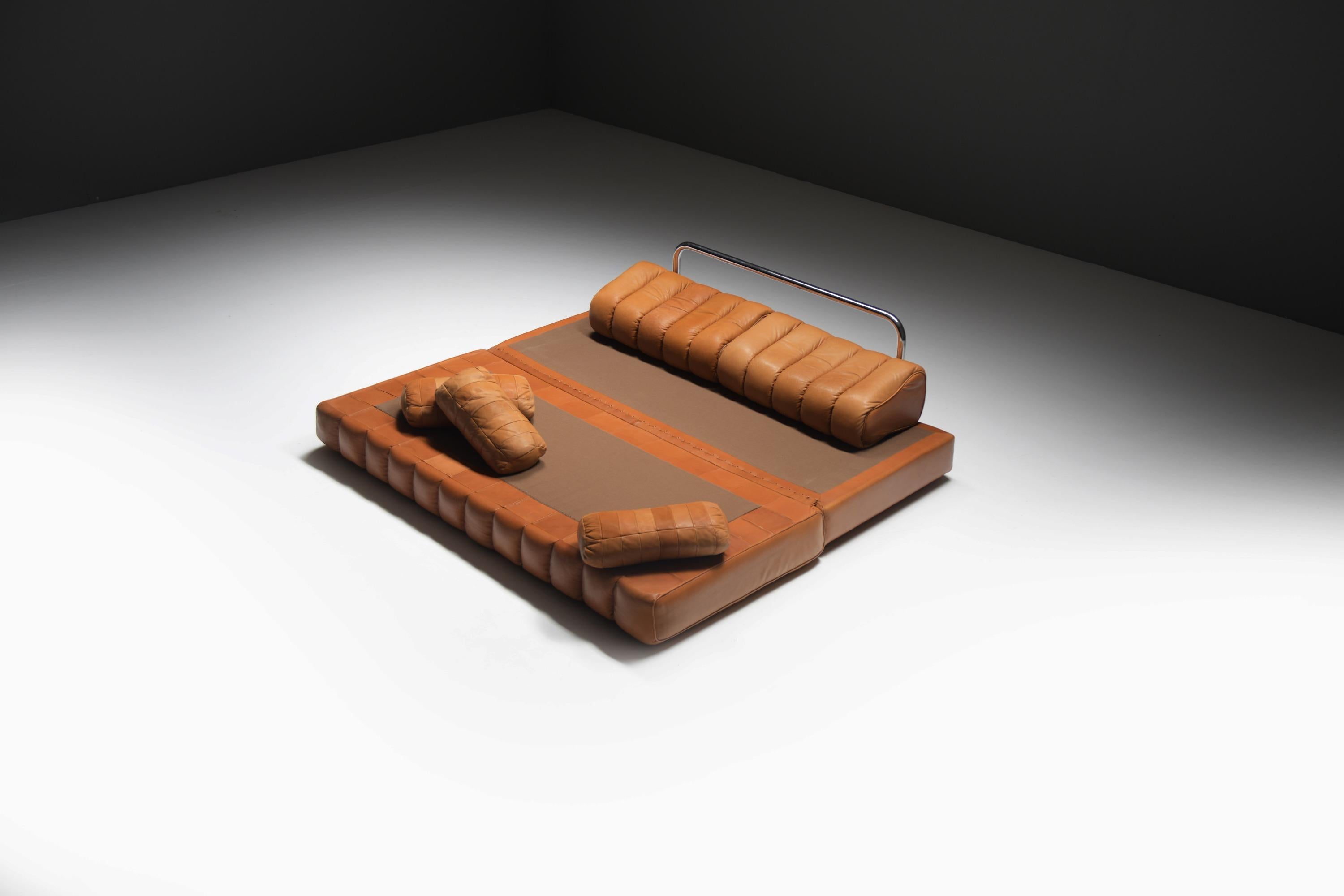 Stupendo divano/letto DS-85 in pelle originale color cognac del Team De Sede per De Sede in vendita 5