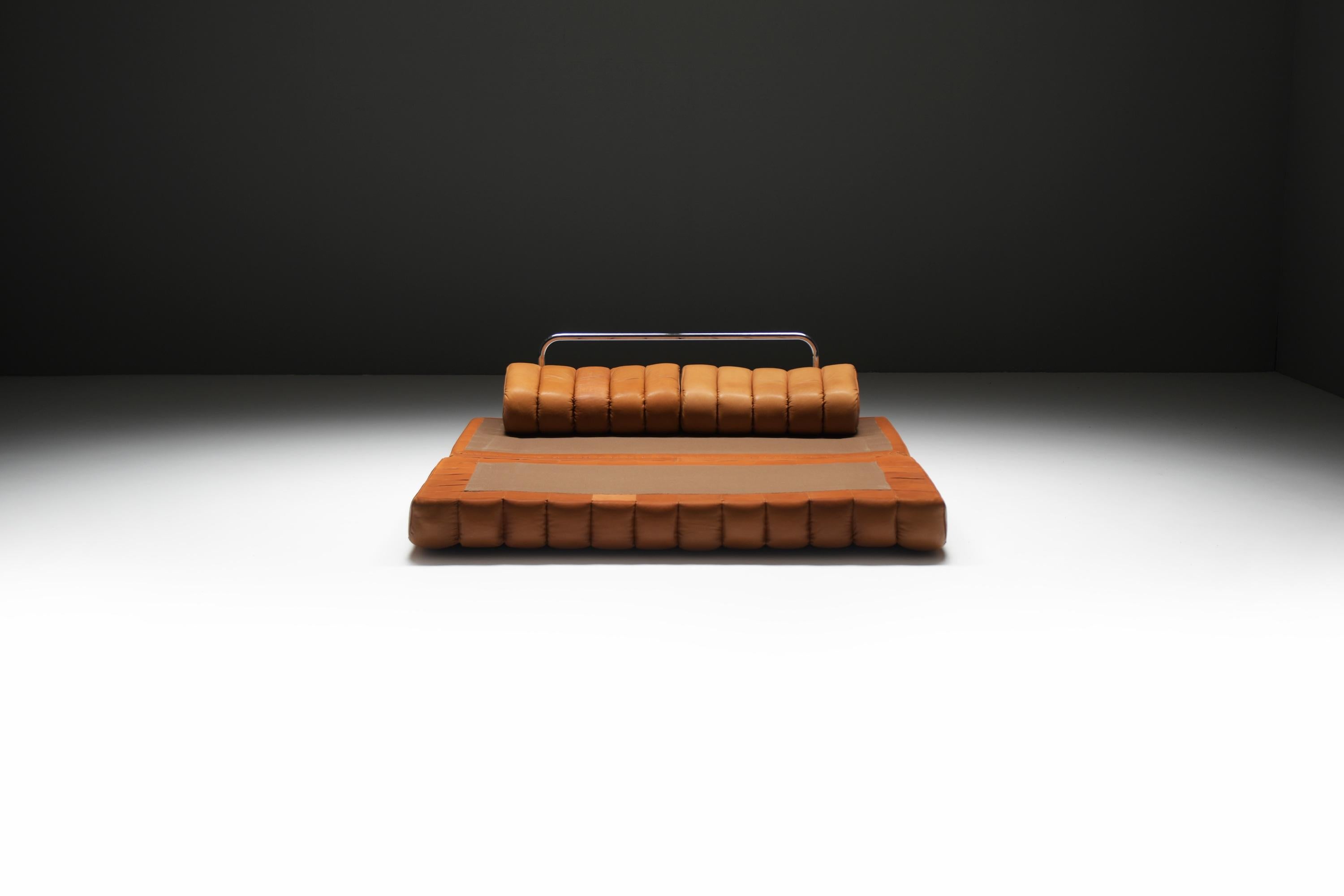Stupendo divano/letto DS-85 in pelle originale color cognac del Team De Sede per De Sede in vendita 8