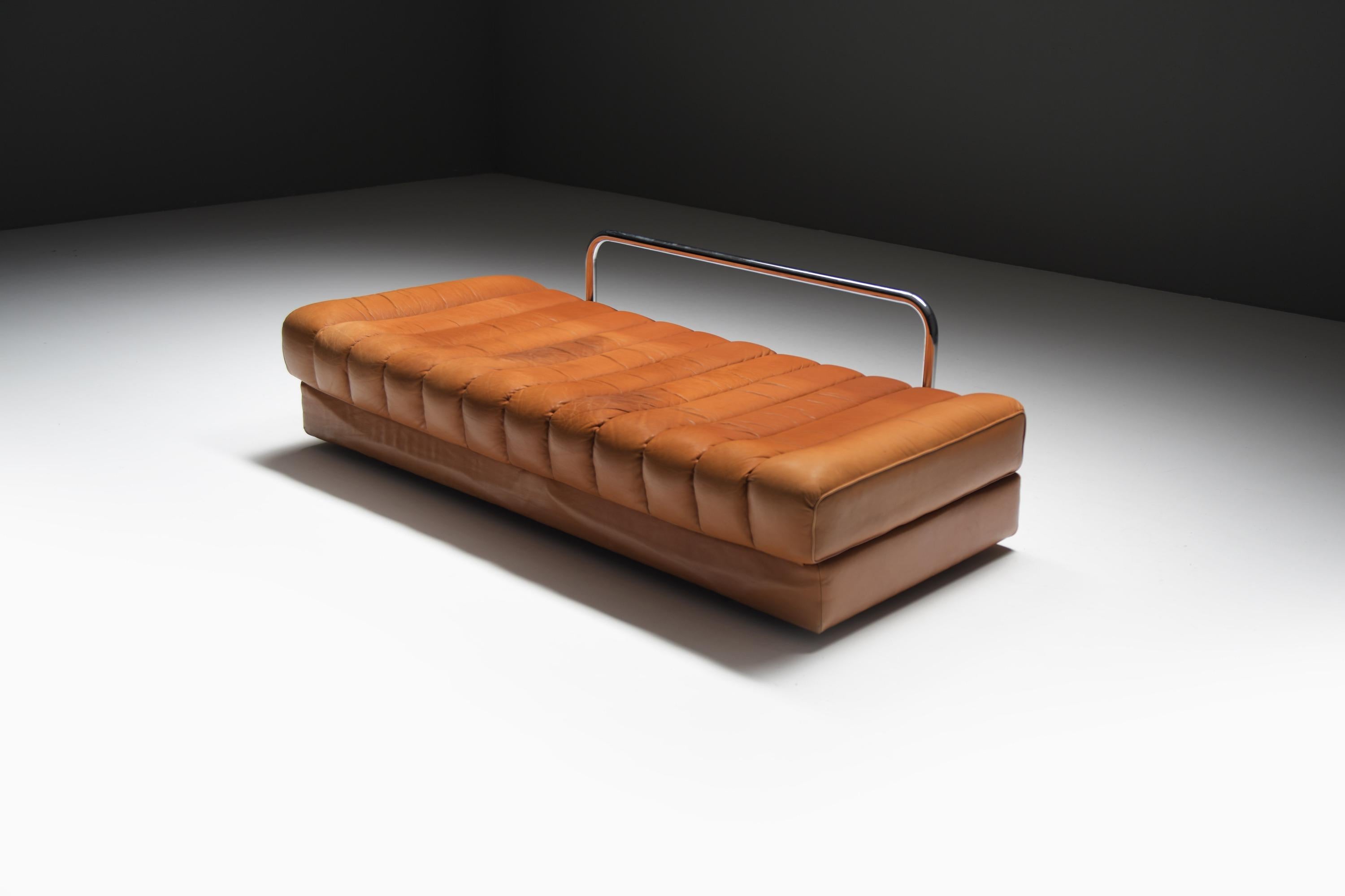 Stupendo divano/letto DS-85 in pelle originale color cognac del Team De Sede per De Sede in vendita 4