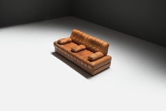 Stupendo divano/letto DS-85 in pelle originale color cognac del Team De Sede per De Sede