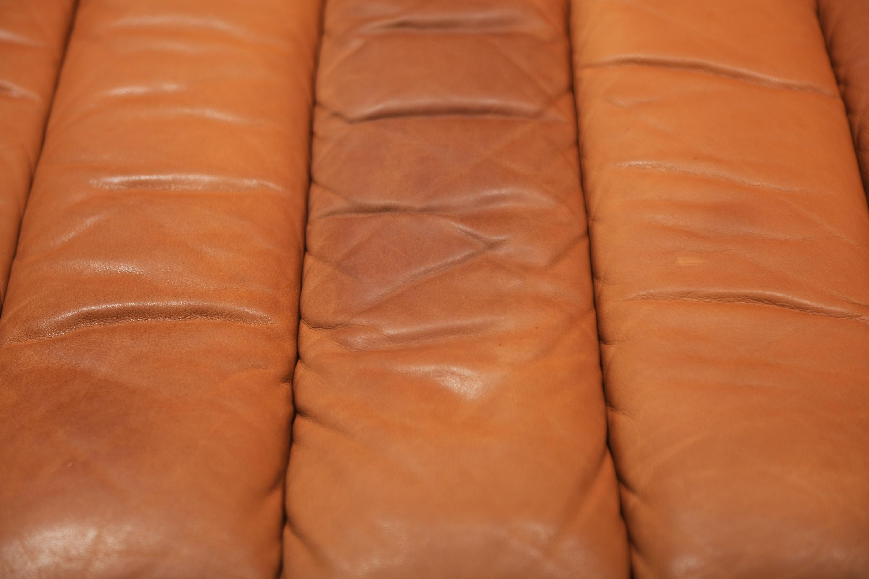 Stupendo divano/letto DS-85 in pelle originale color cognac del Team De Sede per De Sede in vendita 1