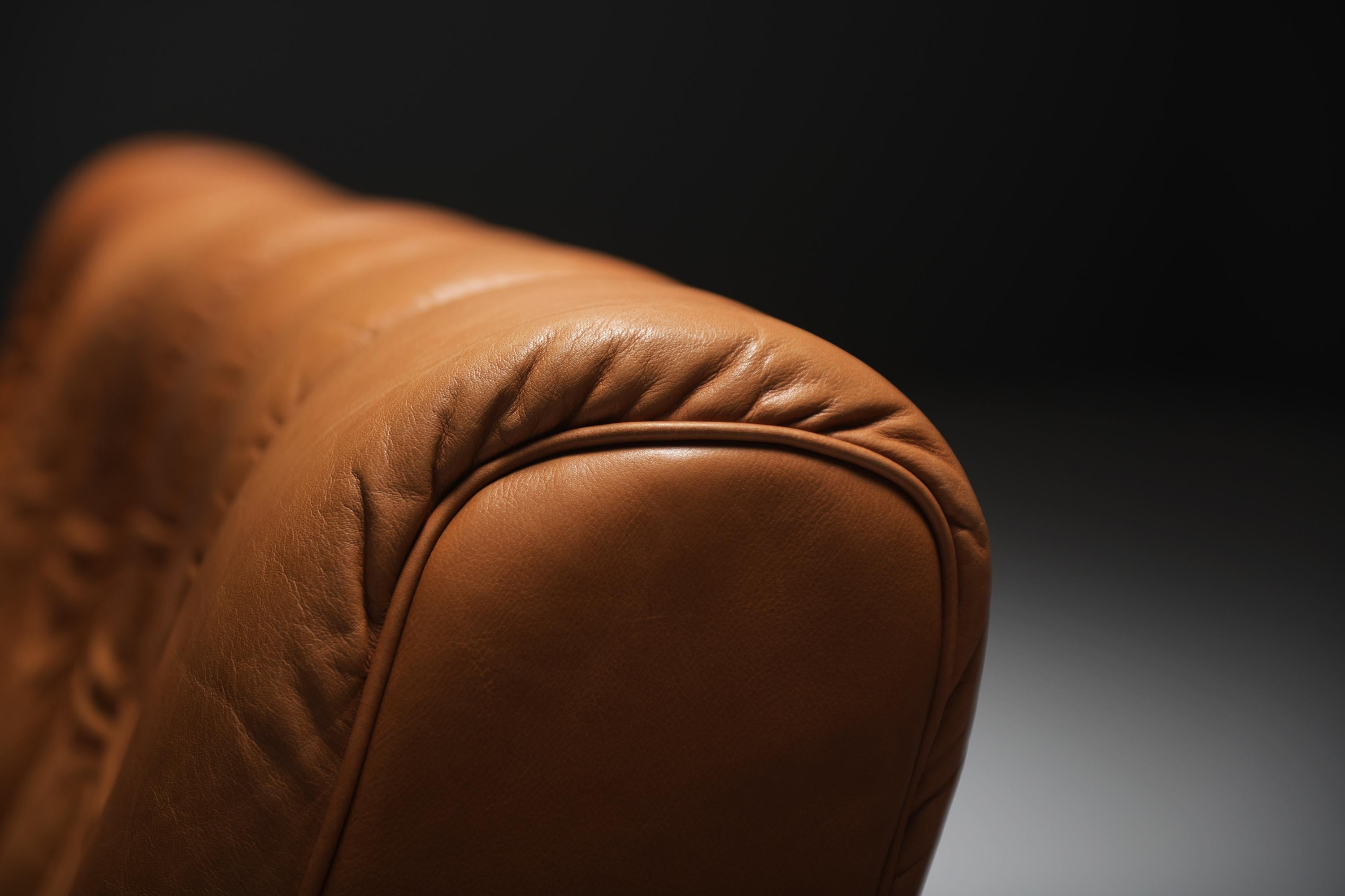 Stupendo divano/letto DS-85 in pelle originale color cognac del Team De Sede per De Sede in vendita 2