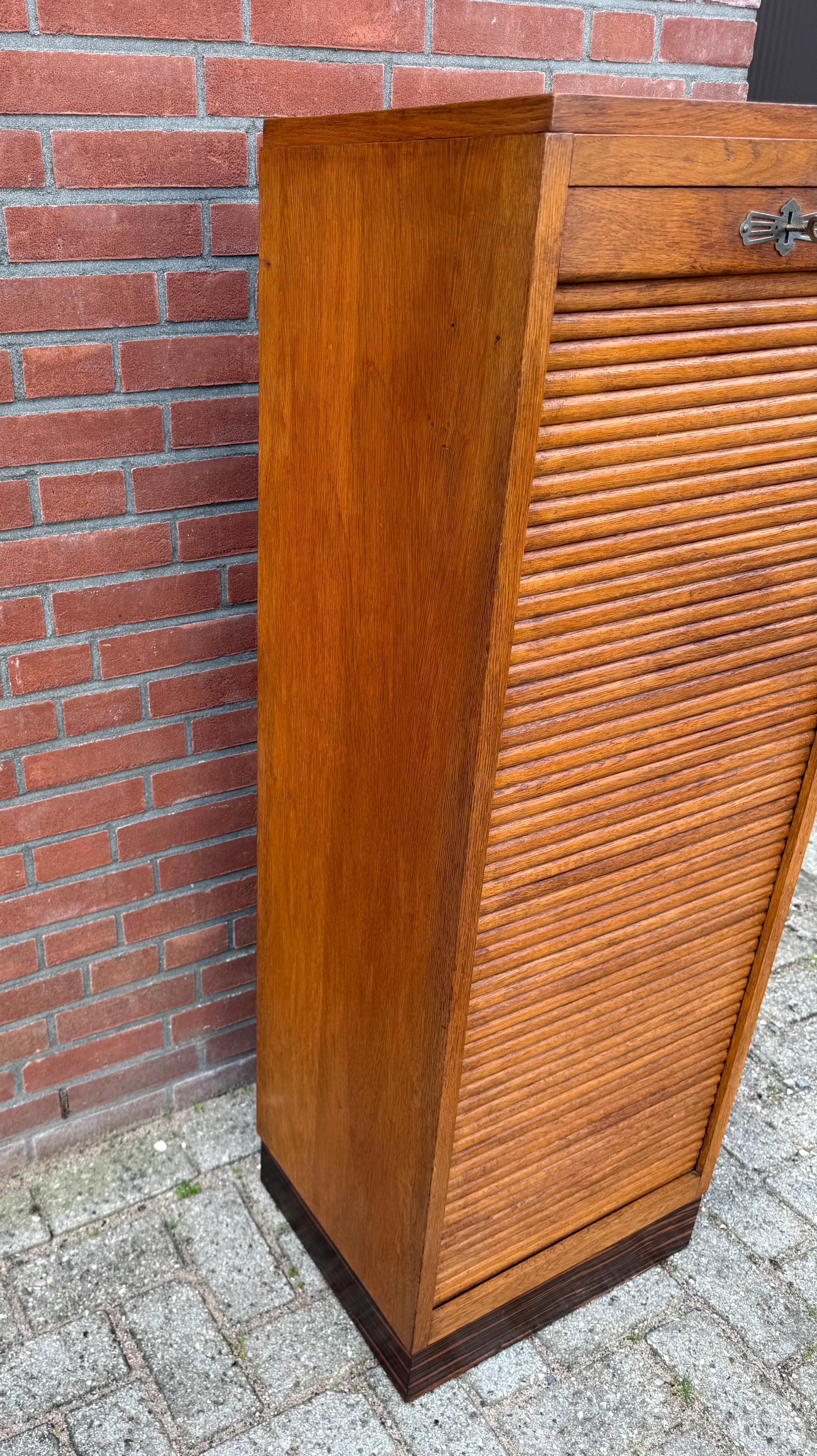 Splendido schedario olandese in stile Art Deco con porta a rullo e 8 ripiani perfetti in vendita 4