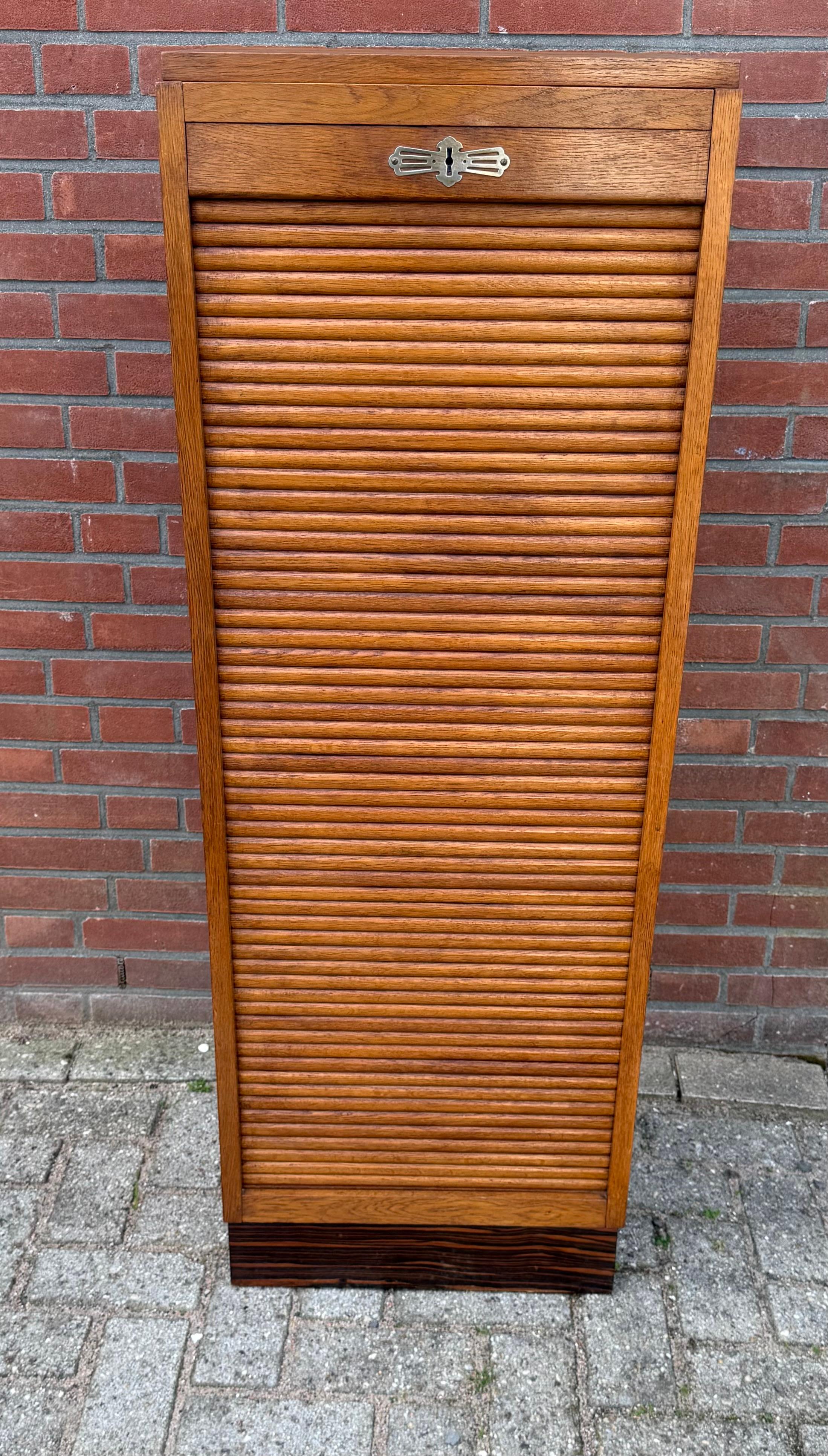 Olandese Splendido schedario olandese in stile Art Deco con porta a rullo e 8 ripiani perfetti in vendita