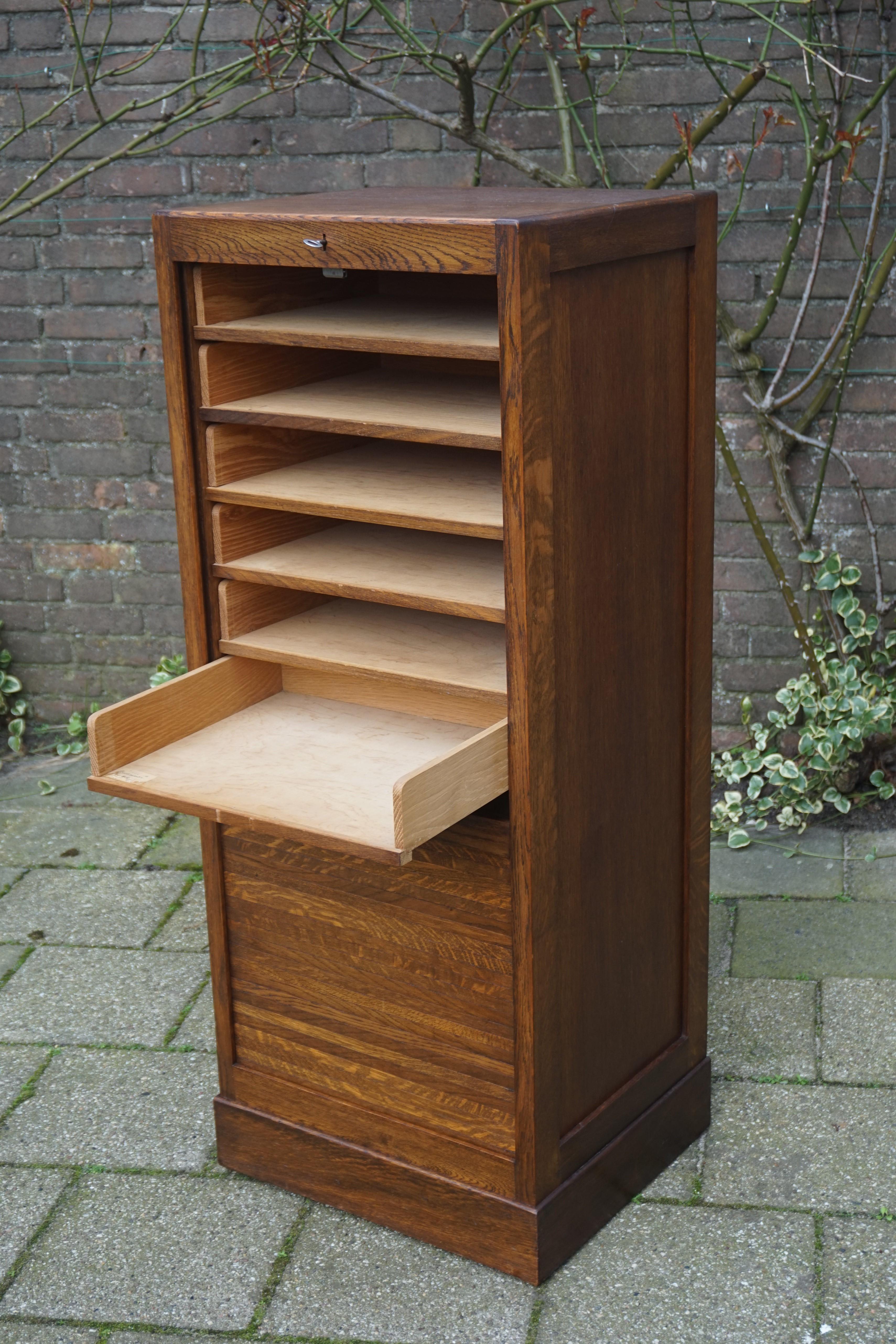 Stunning Dutch Arts & Crafts Filing Cabinet with Roller Door & 9 Perfect Drawers 8