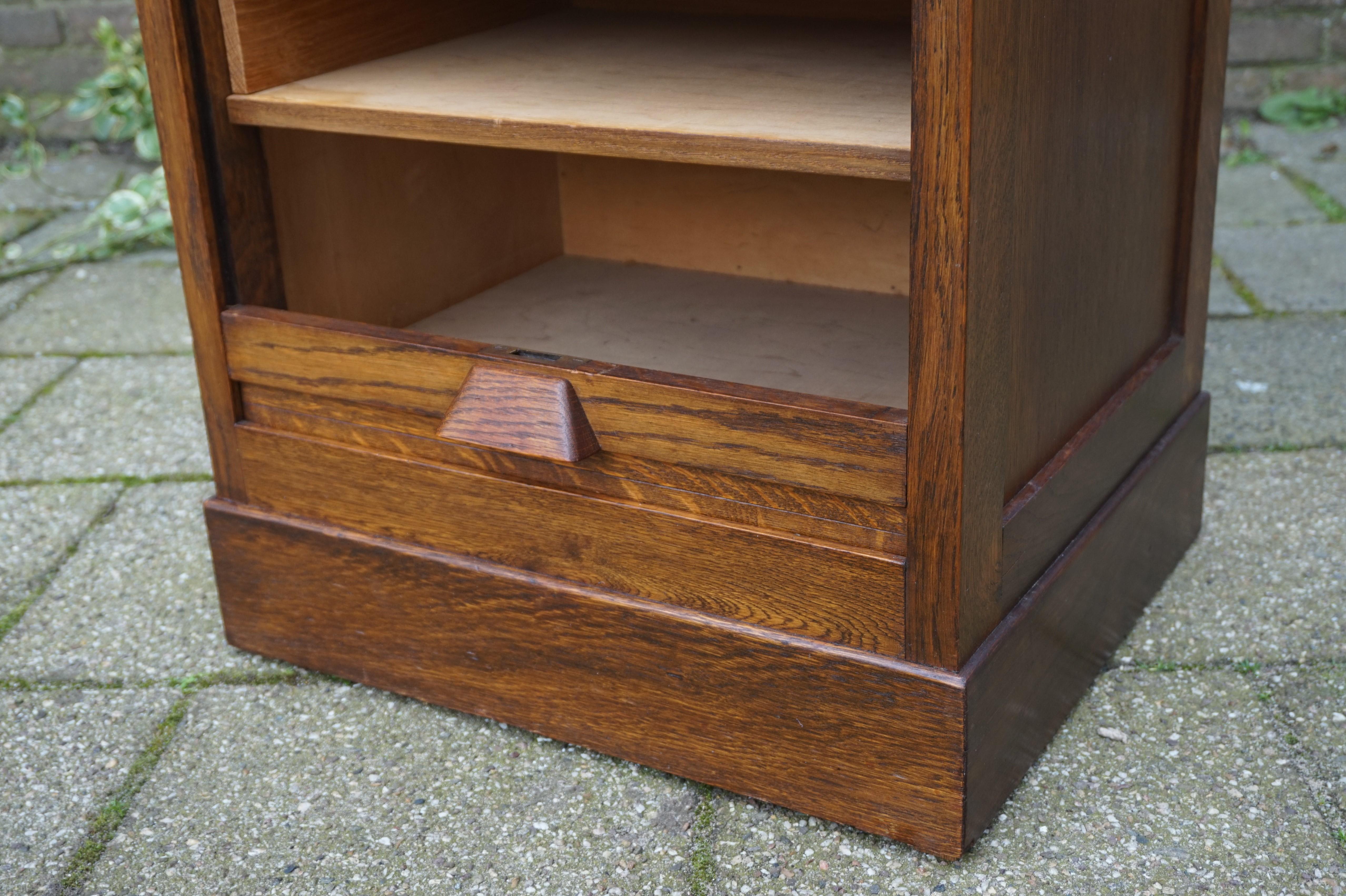 20th Century Stunning Dutch Arts & Crafts Filing Cabinet with Roller Door & 9 Perfect Drawers