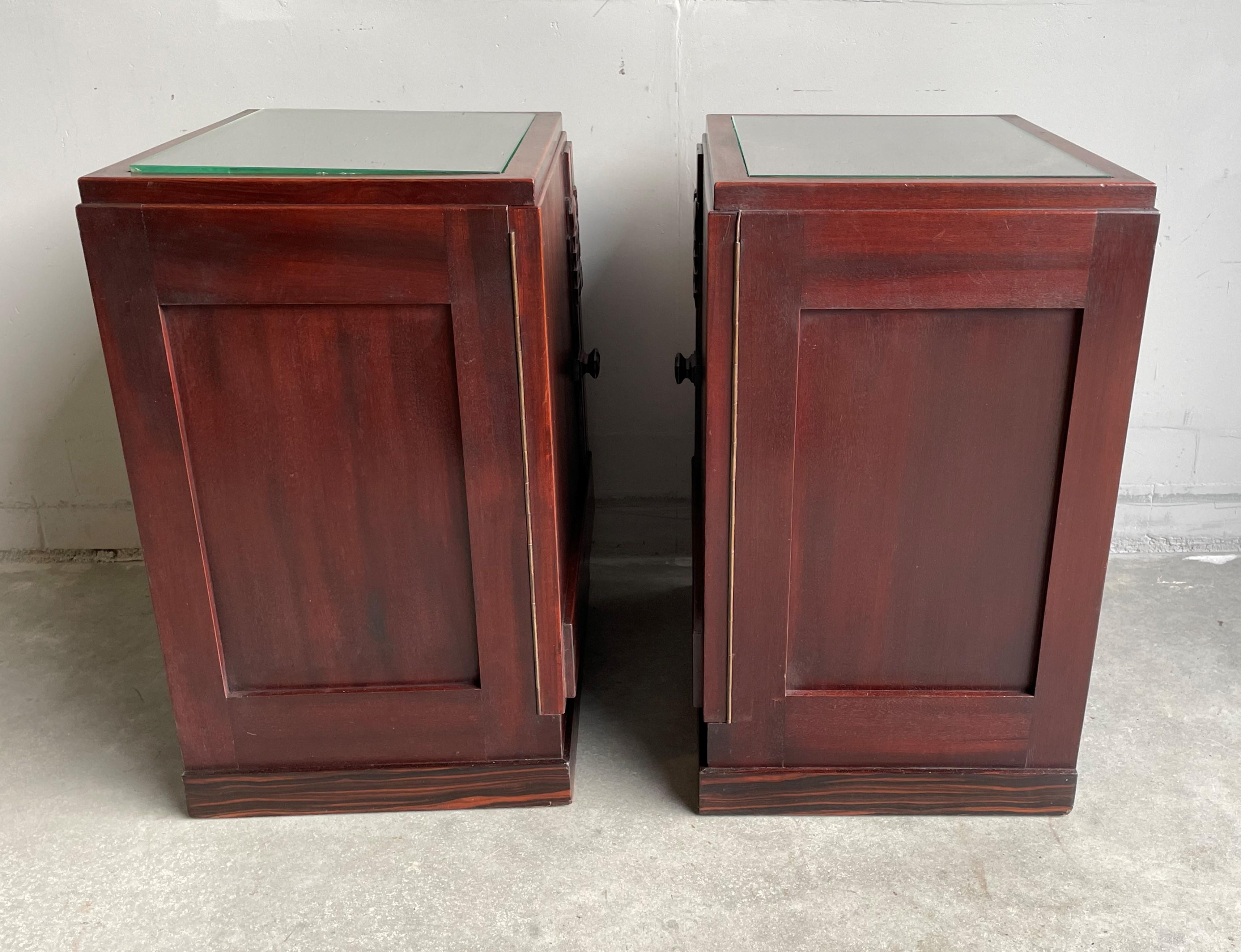 Stunning Dutch Arts and Crafts Night Stands / Bedside Tables with Drawer Inside For Sale 4