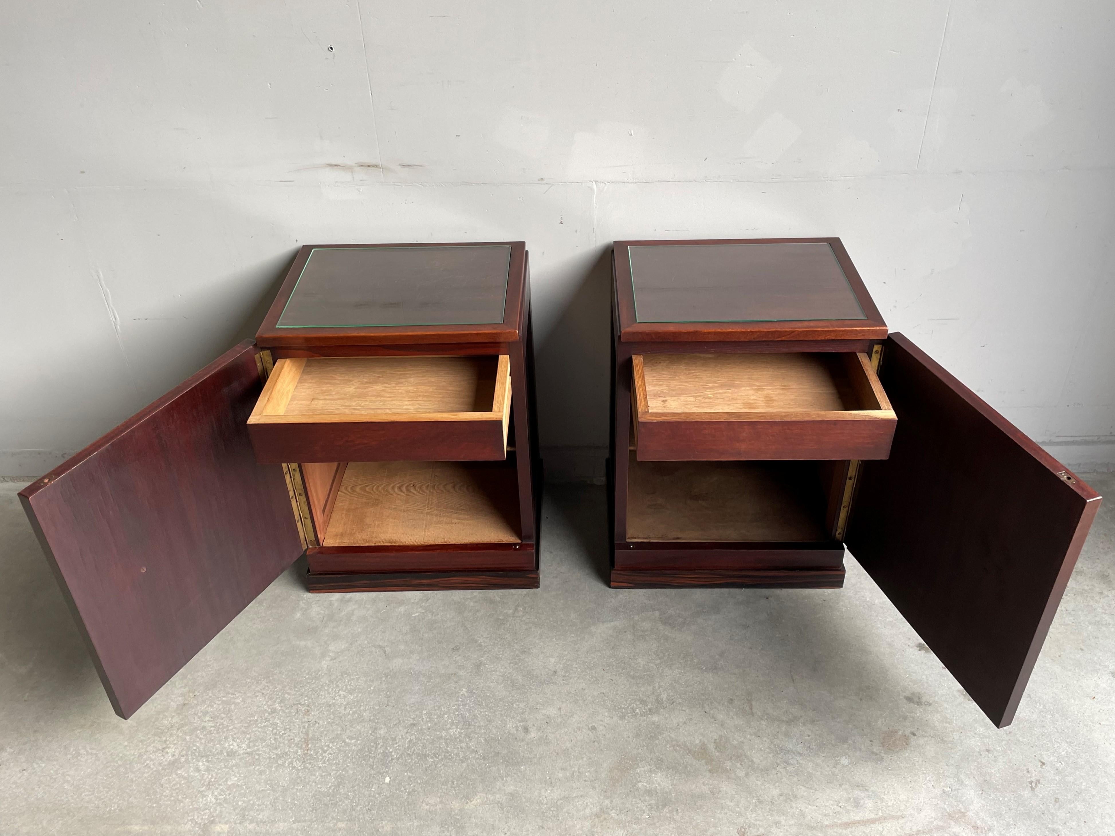 Stunning Dutch Arts and Crafts Night Stands / Bedside Tables with Drawer Inside In Excellent Condition For Sale In Lisse, NL