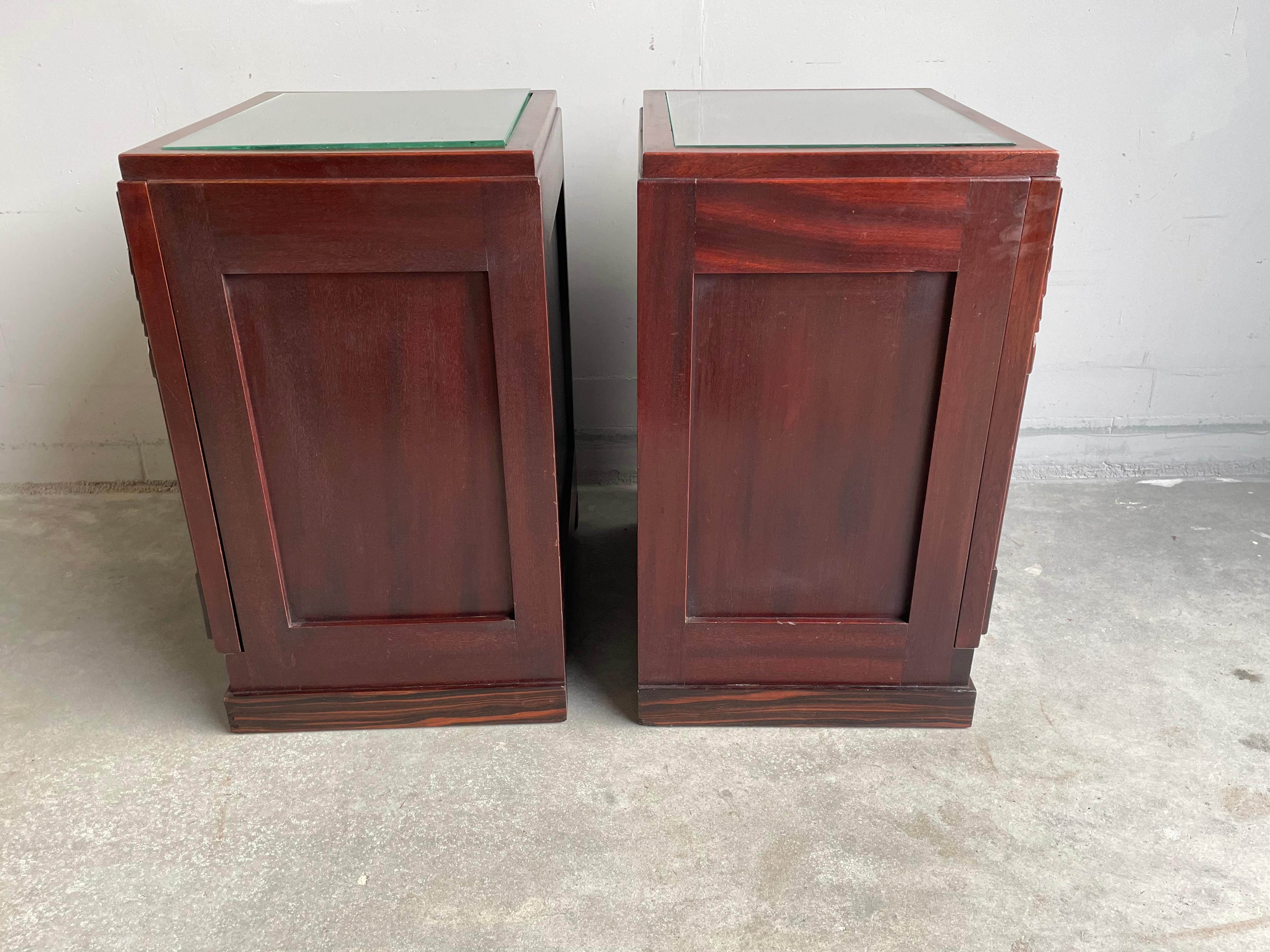 Stunning Dutch Arts and Crafts Night Stands / Bedside Tables with Drawer Inside For Sale 2