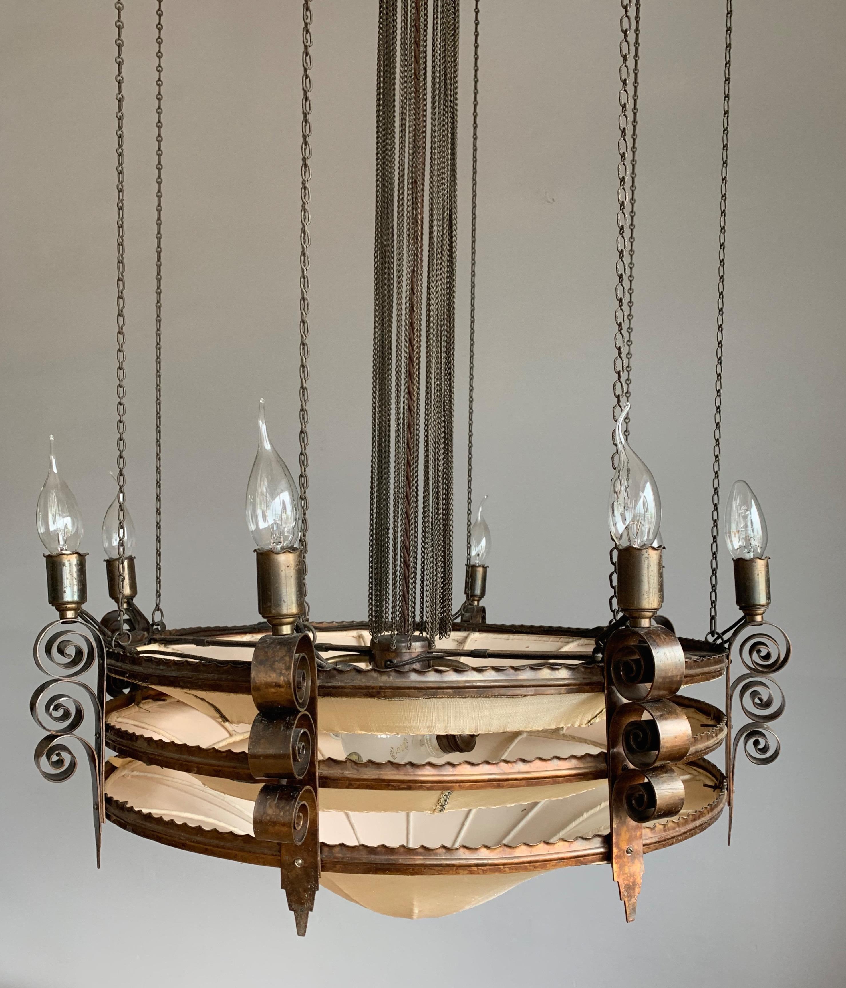 Stunning Early 1900s Arts & Crafts Copper Chandelier by Winkelman & Van Der Bijl 3