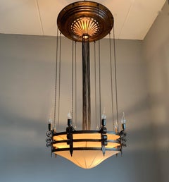 Stunning Early 1900s Arts & Crafts Copper Chandelier by Winkelman & Van Der Bijl
