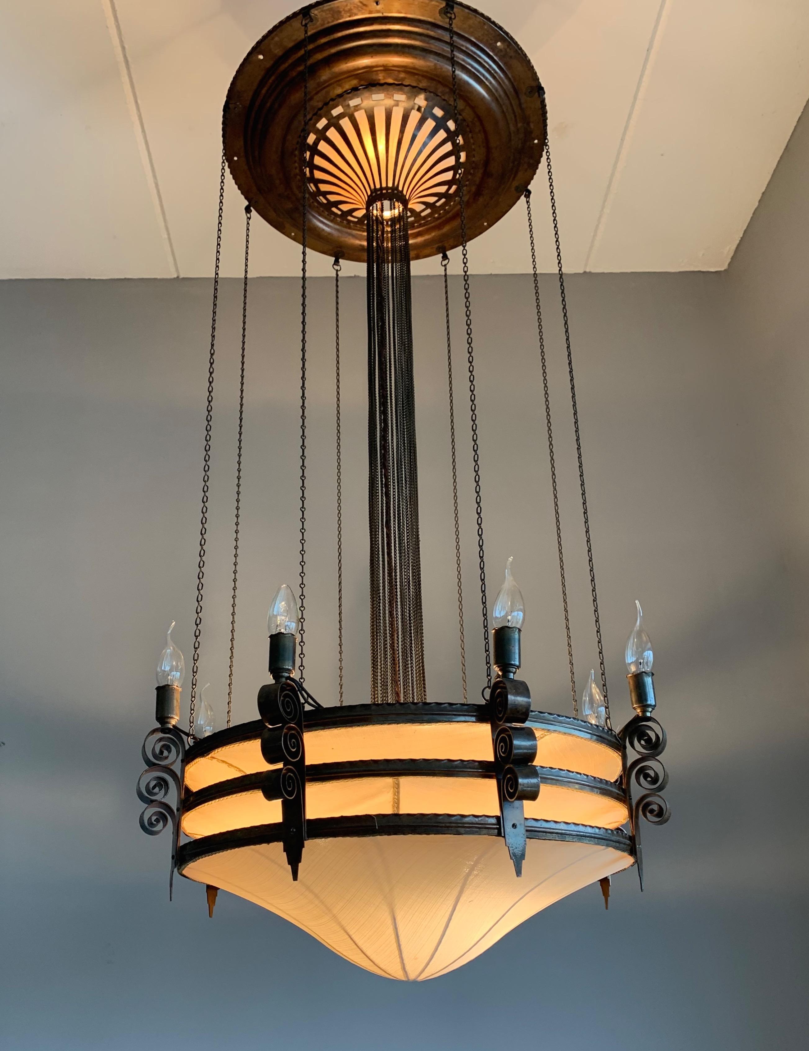 Stunning Early 1900s Arts & Crafts Copper Chandelier by Winkelman & Van Der Bijl 10