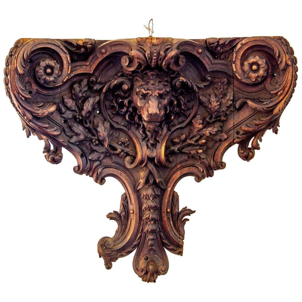 Superbe fragment de bois de chêne sculpté anglais du début du 19ème siècle