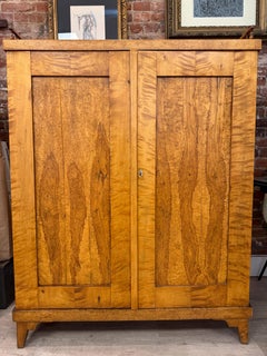 Stunning Early 20th Century Birch Burl Wood Cabinet w/ Ivory Inlay