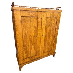 Stunning Early 20th Century Birch Burl Wood Cabinet w/ Ivory Inlay