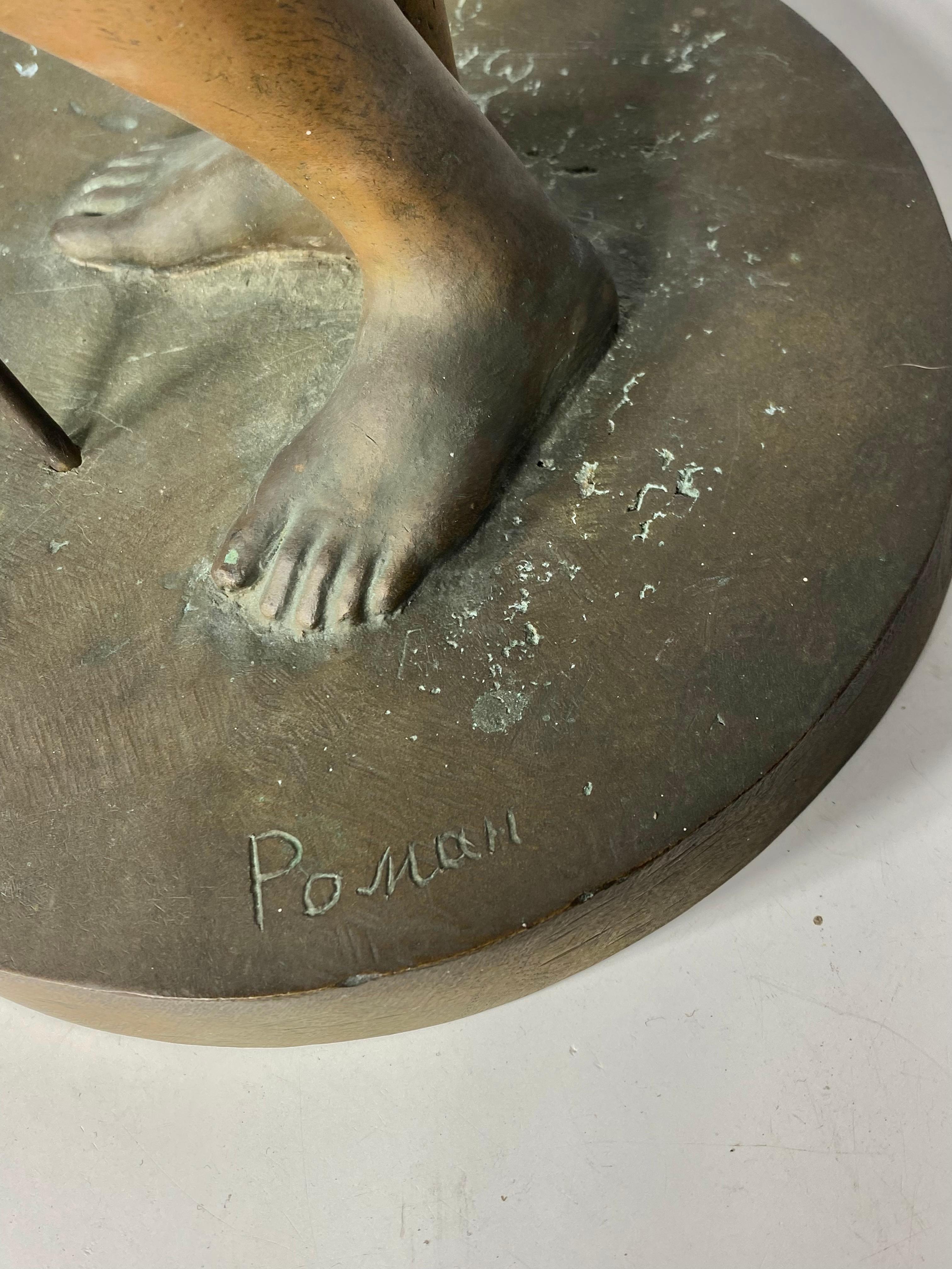 Atemberaubende Bronze des frühen 20. Jahrhunderts „ Frau mit Schilfrohr“ signiert. sehr ungewöhnlich! im Angebot 6