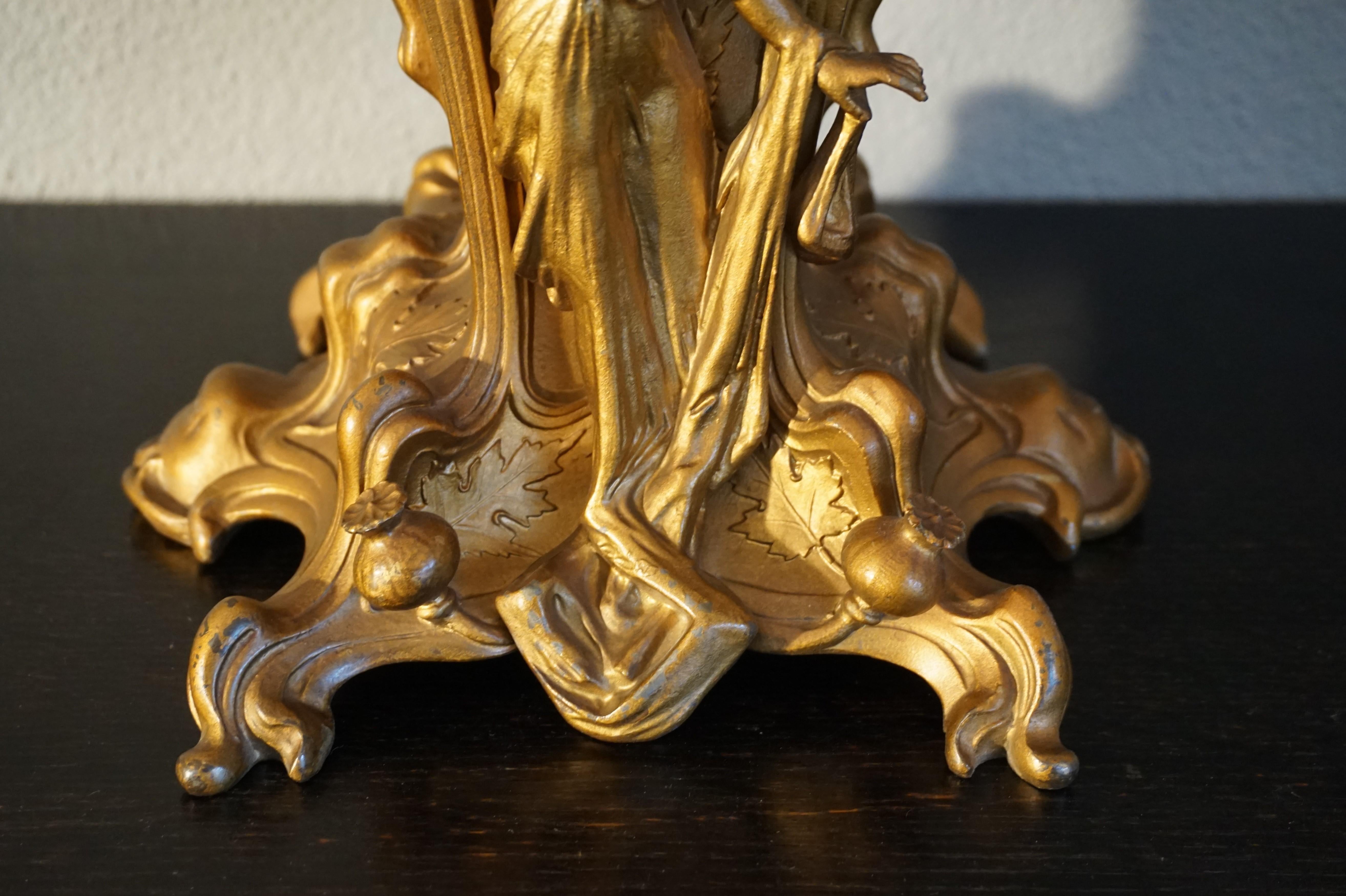 Stunning Early 20th Century Golden Color Art Nouveau Table or Mantel Clock 8