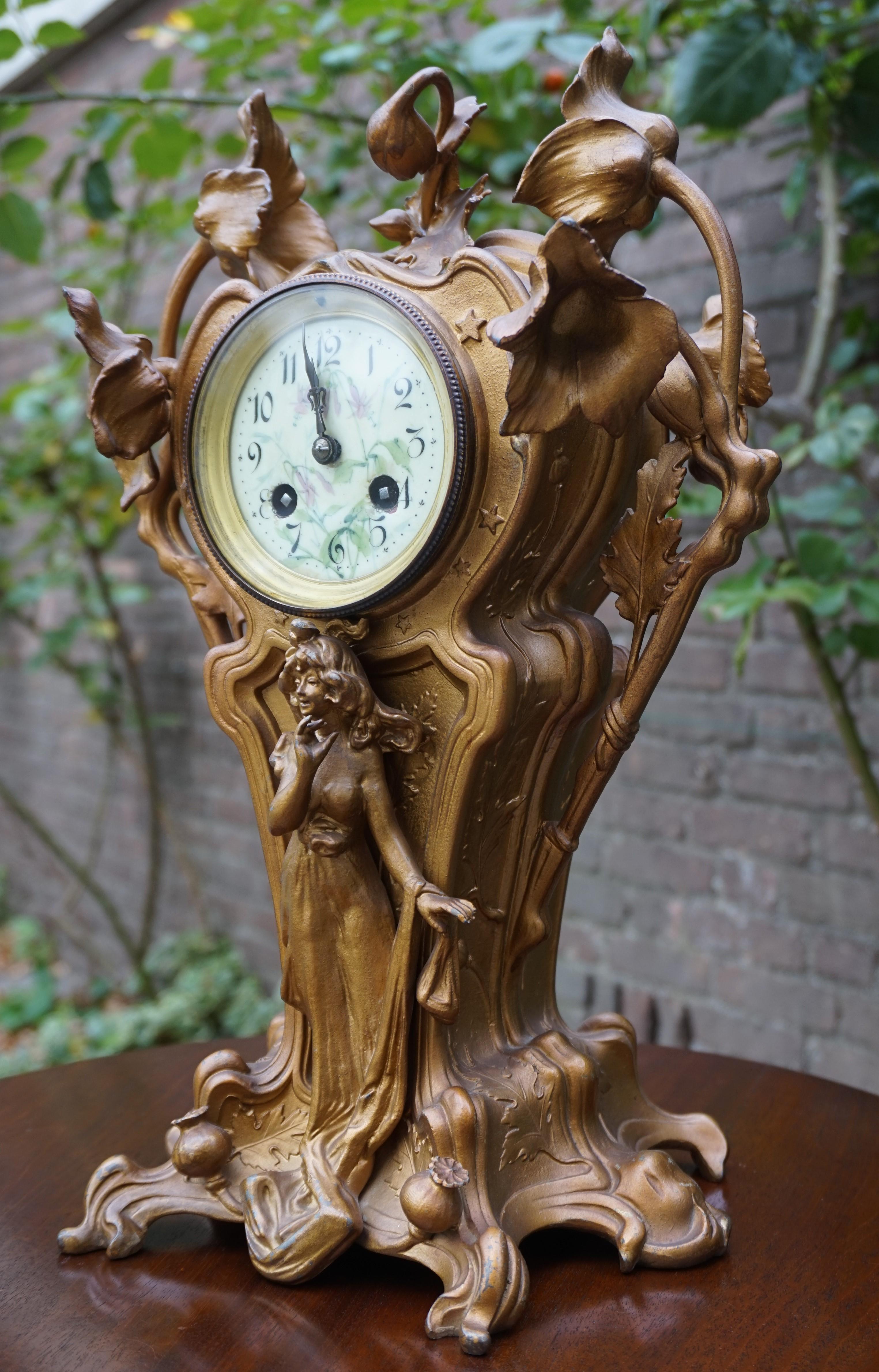 art nouveau clock girl