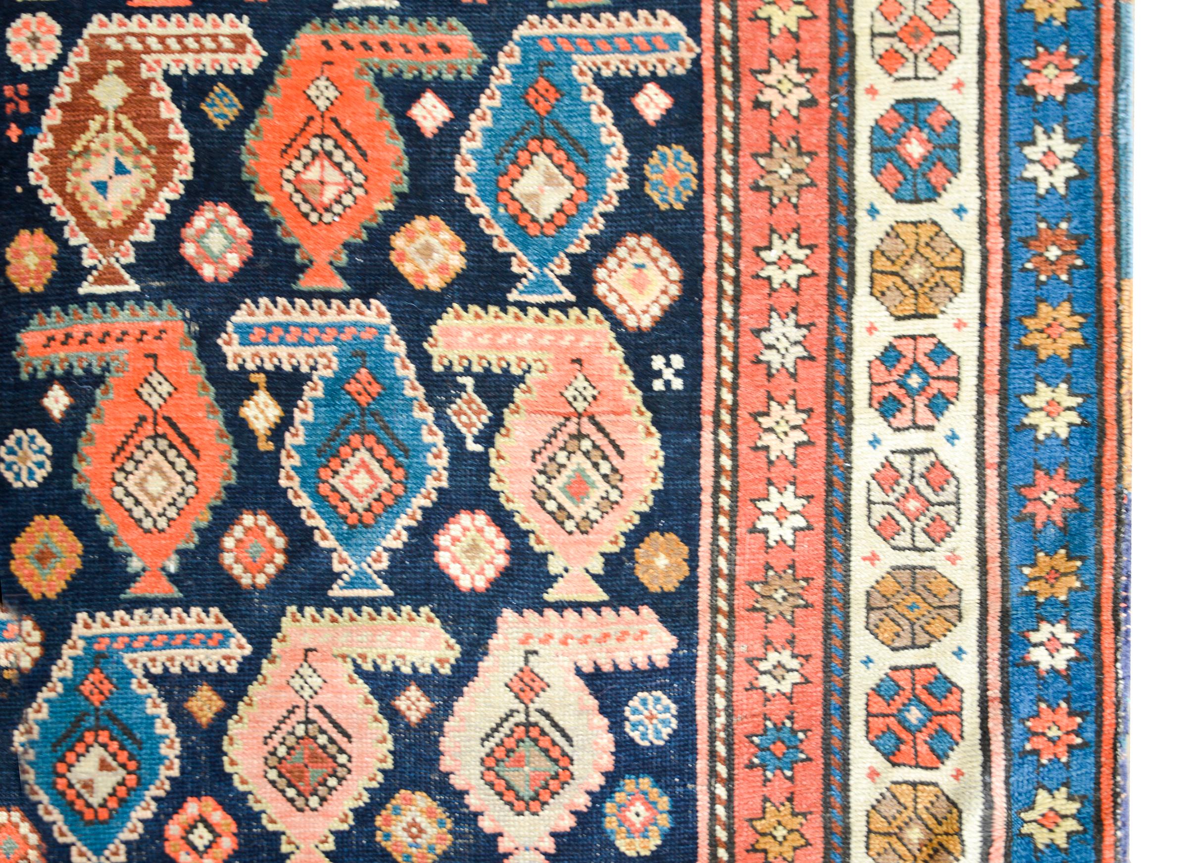 Stunning Early 20th Century Persian Karabagh Runner In Good Condition For Sale In Chicago, IL