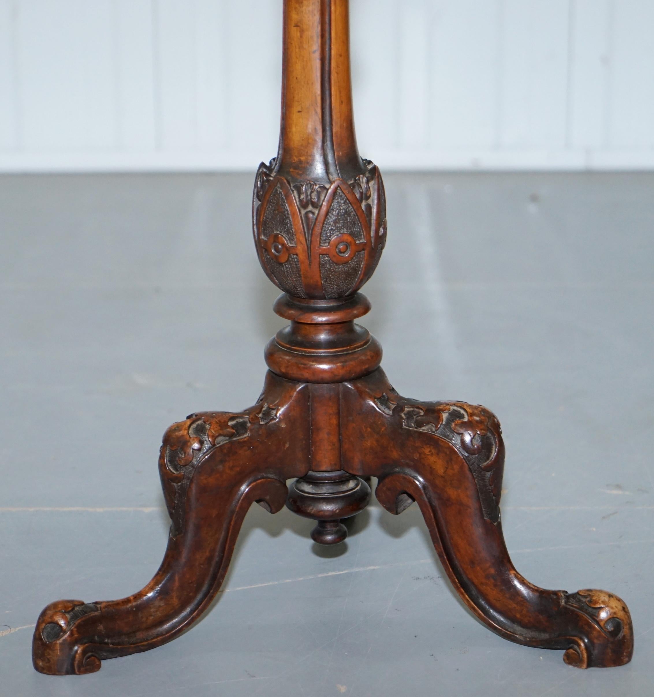 Stunning Early Victorian 19th Century circa 1840 Burr Walnut Chess Games Table 12