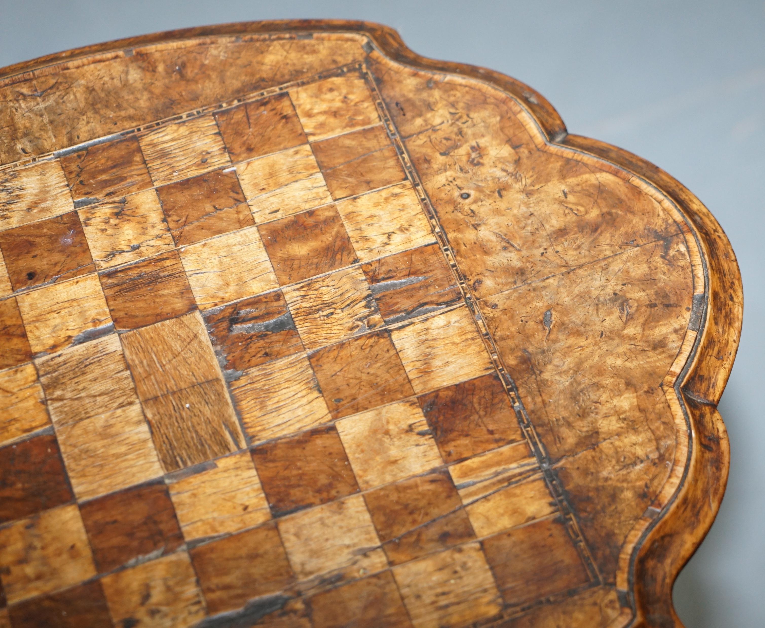 Burl Stunning Early Victorian 19th Century circa 1840 Burr Walnut Chess Games Table