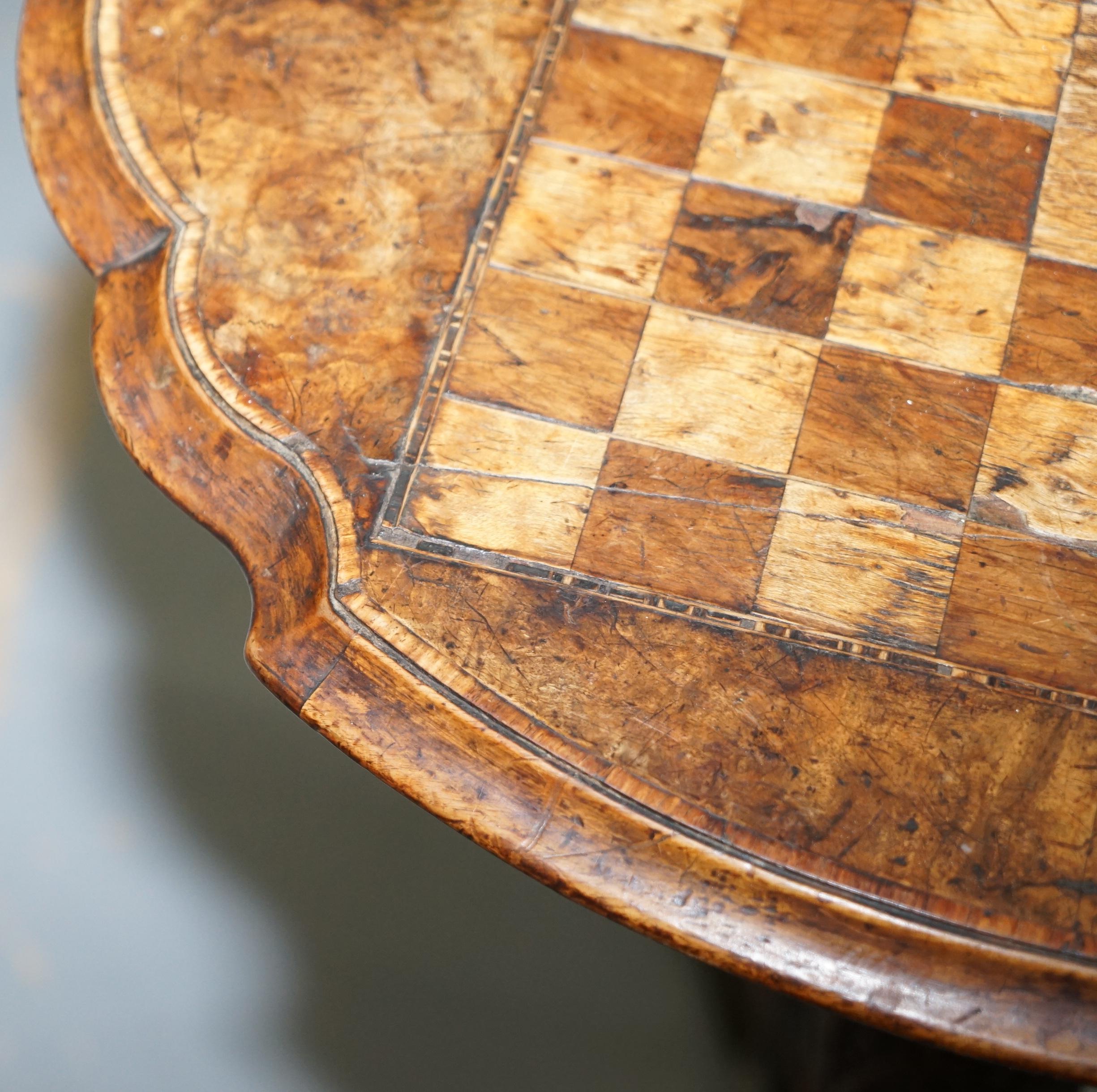 Stunning Early Victorian 19th Century circa 1840 Burr Walnut Chess Games Table 2