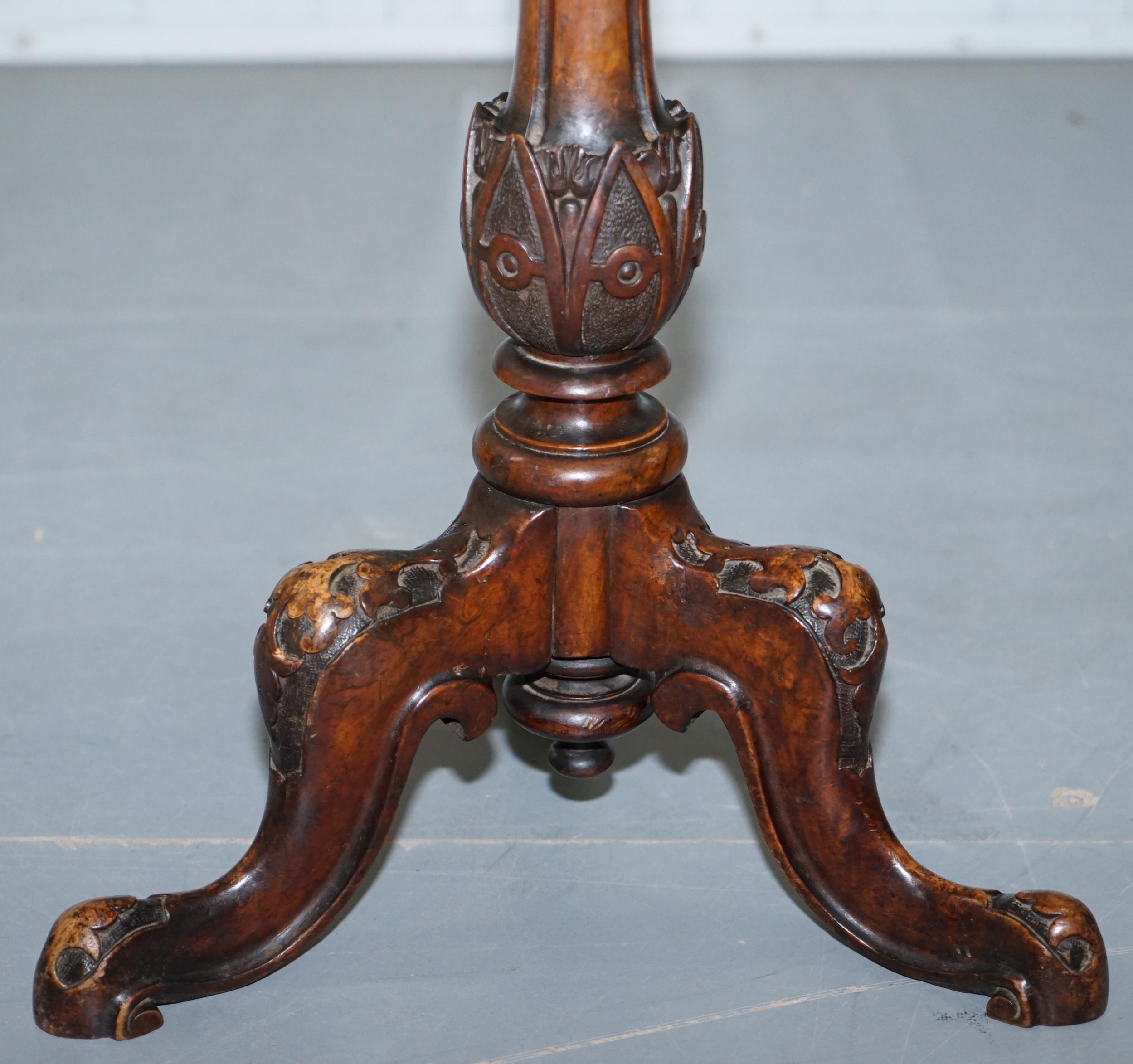 Stunning Early Victorian 19th Century circa 1840 Burr Walnut Chess Games Table 4