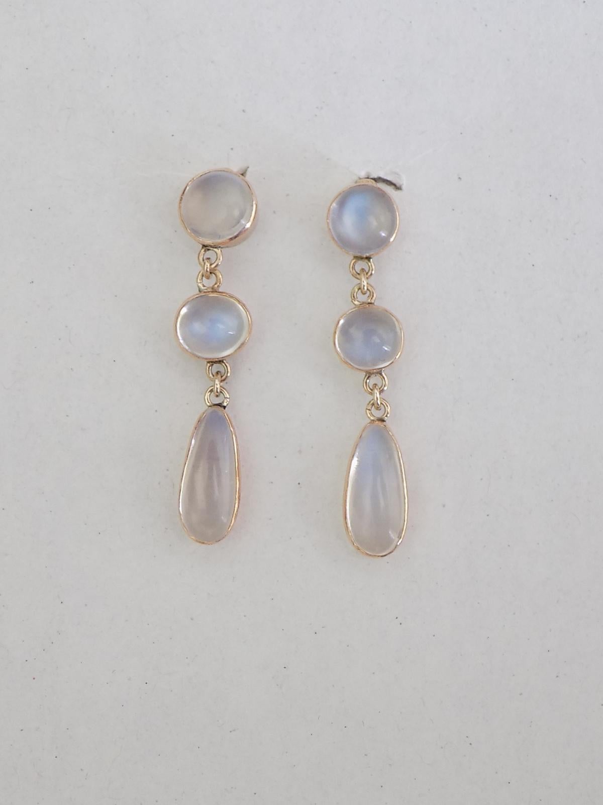 Stunning Edwardian Gold and Moonstone Drop Earrings 1