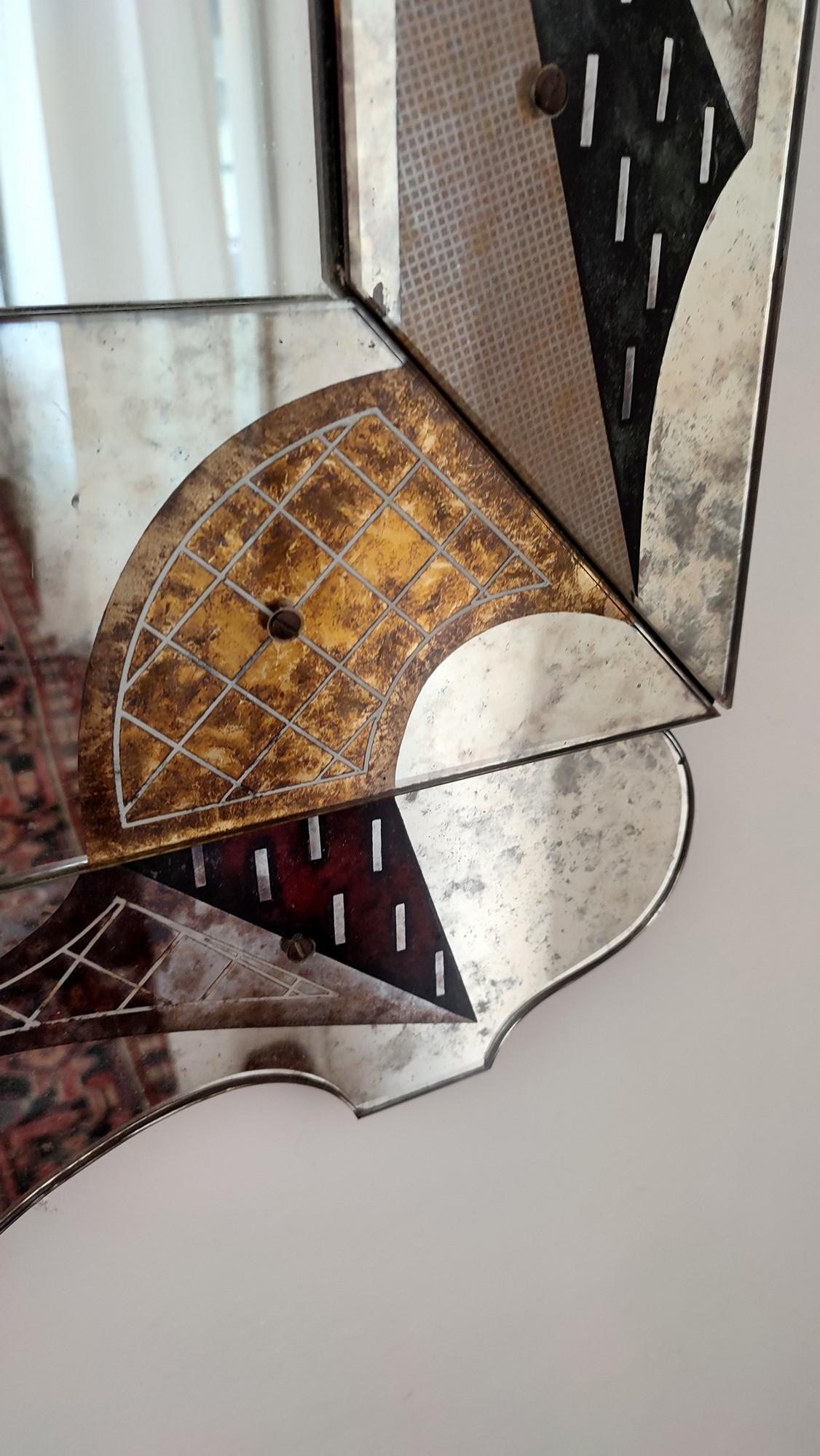 20th Century Stunning Eglomise Mirror by Robert Pansart, France, 1950