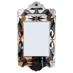 Stunning Eglomise Mirror by Robert Pansart, France, 1950