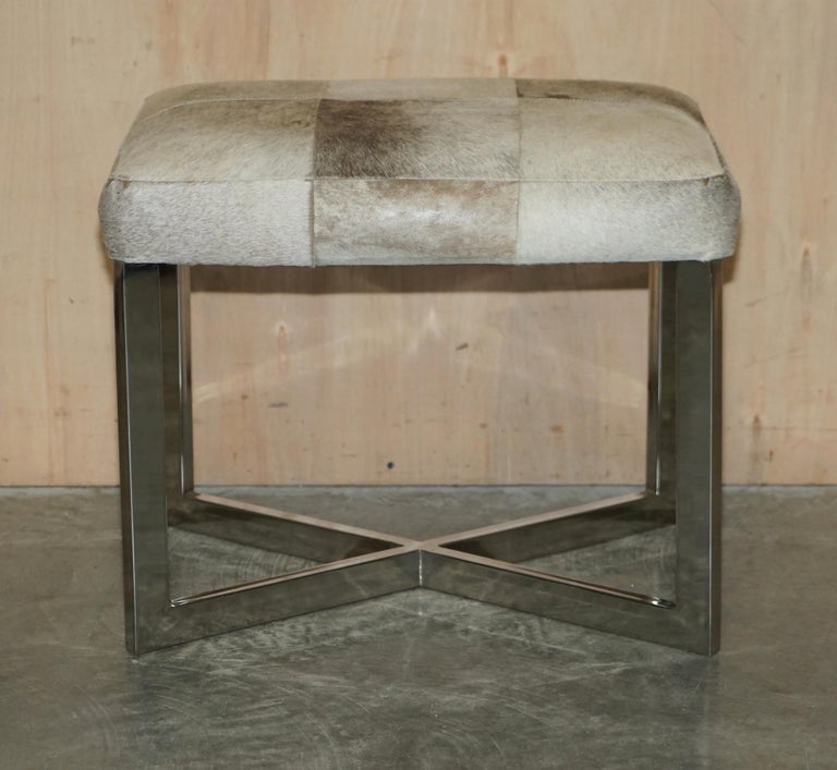 Stunning Eichholtz Pony Hide Chrome Stool for Desks and Dressing Tables ...