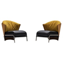 Stunning Elba chairs with mew leather & velvet by Franco Raggi for Cappellini