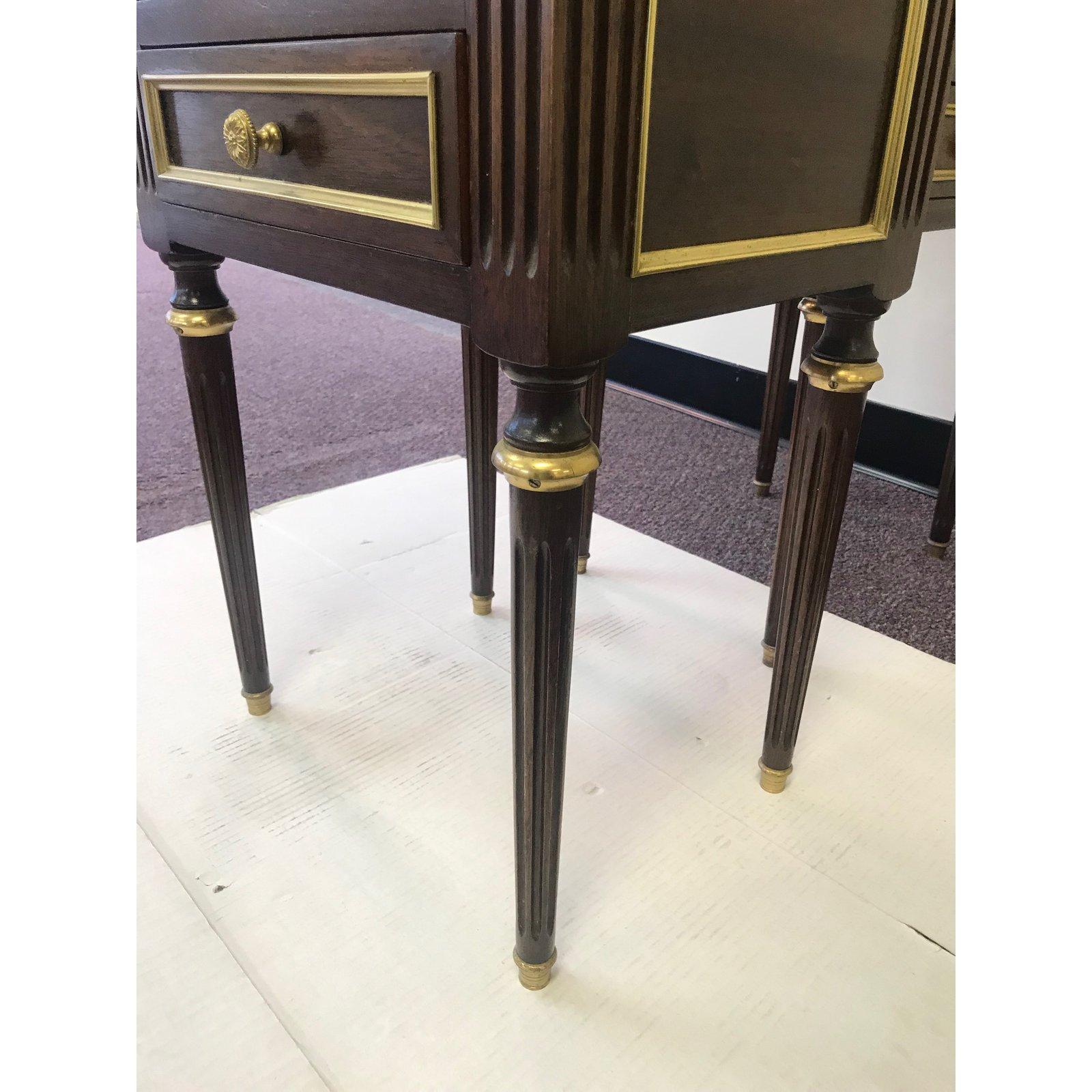 Brass Stunning Elegant Pair of French Regency Nightstands with 3 Drawers