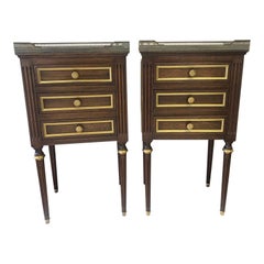 Stunning Elegant Pair of French Regency Nightstands with 3 Drawers