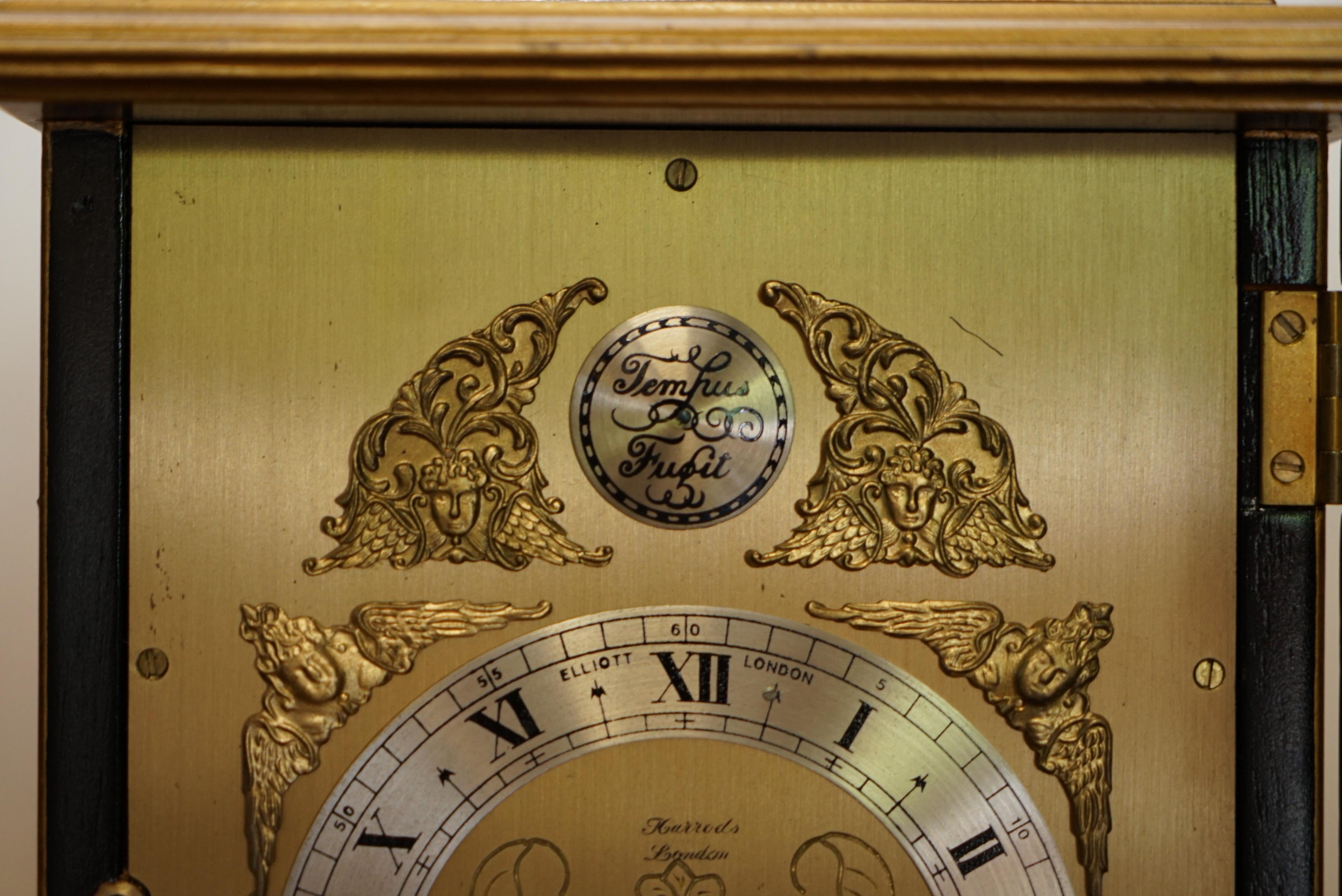 Stunning Elliott London Ltd Chinese Chinoiserie Black Lacquered Mantle Clock 2