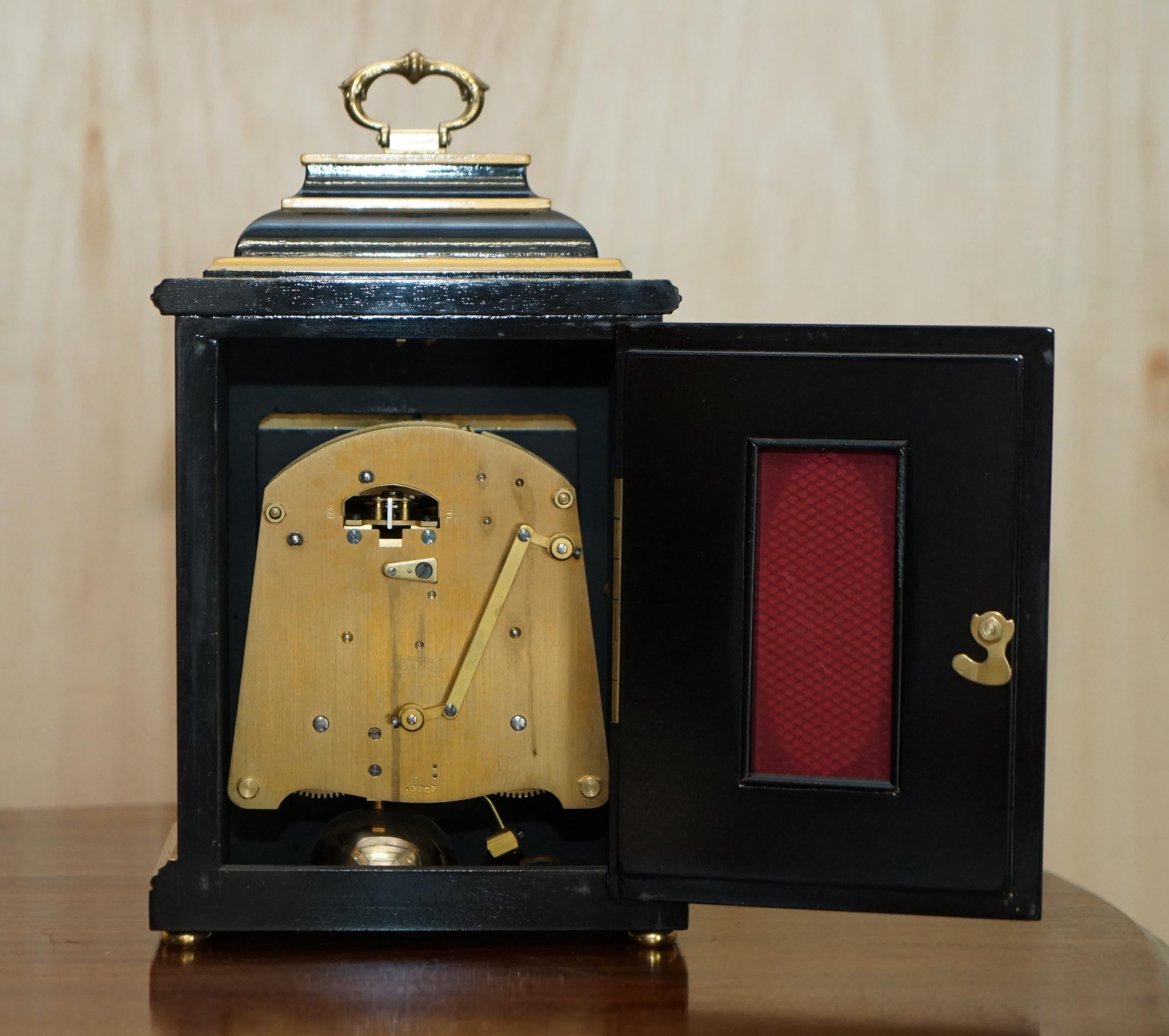 Stunning Elliott London Ltd Chinese Chinoiserie Black Lacquered Mantle Clock 7