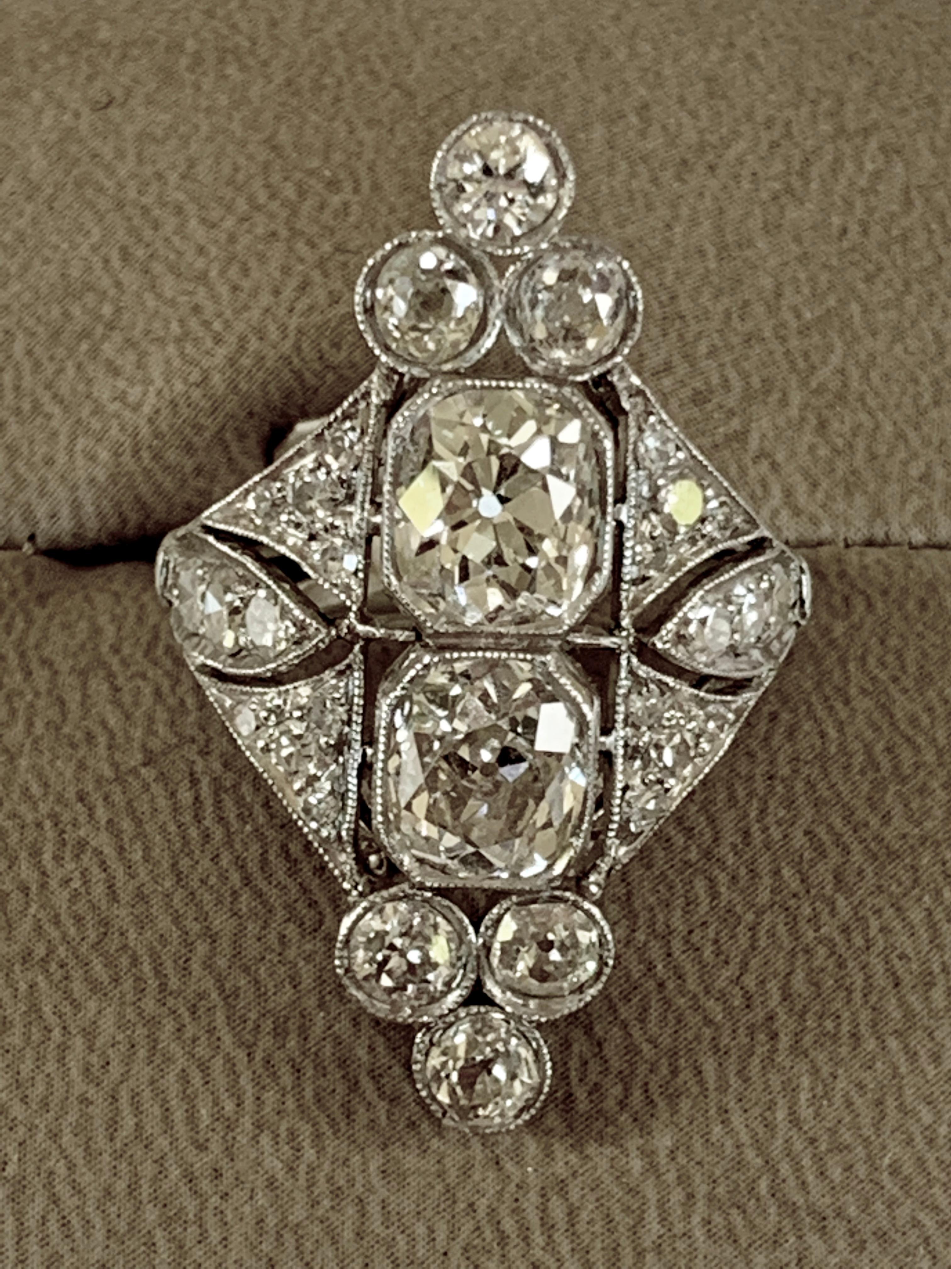 Stunning Elongated Platinum Art Deco Diamond Ring 1